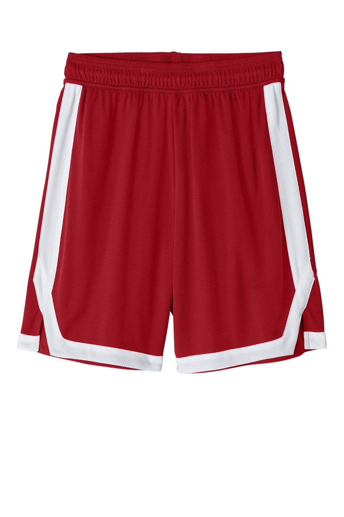 Front View of DpRd/Wht Sport-Tek Rival Basketball 7"Short ST901
