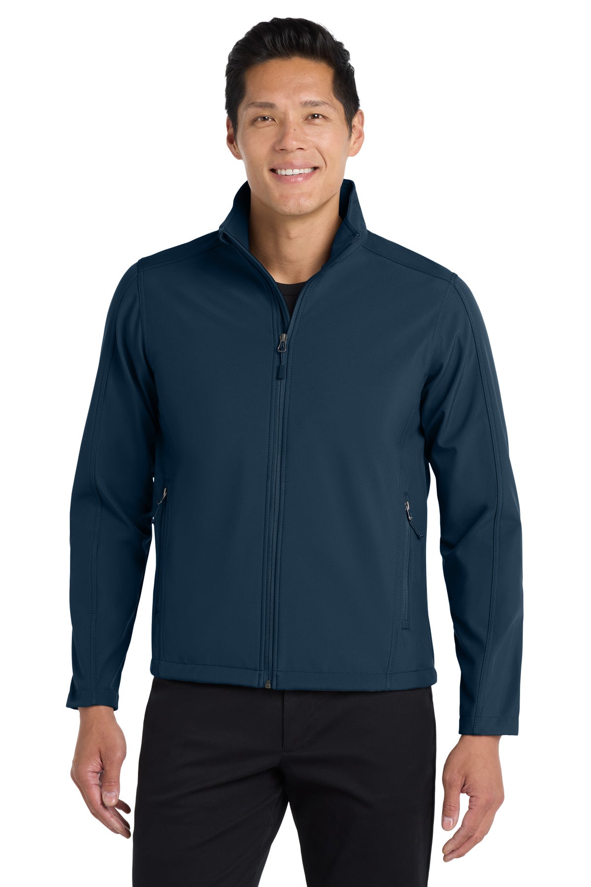 Front View of Dress Blue Nvy Port Authority Core Soft Shell Jacket. J317