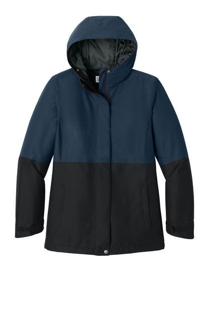 Front View of DsBNv/DpBk Port Authority Women's Insulated Heavy Ripstop Jacket L721