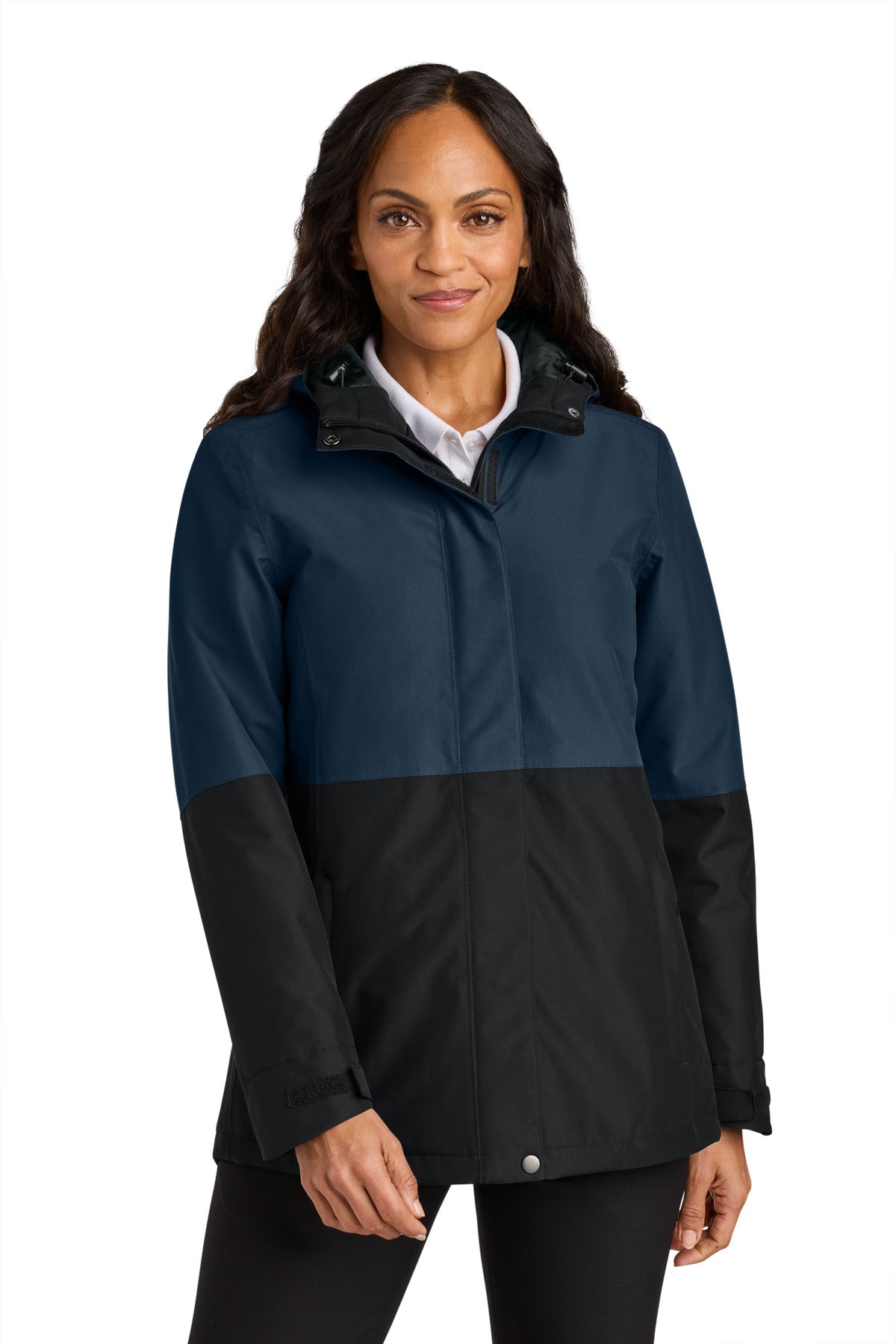Front View of DsBNv/DpBk Port Authority Women's Insulated Heavy Ripstop Jacket L721