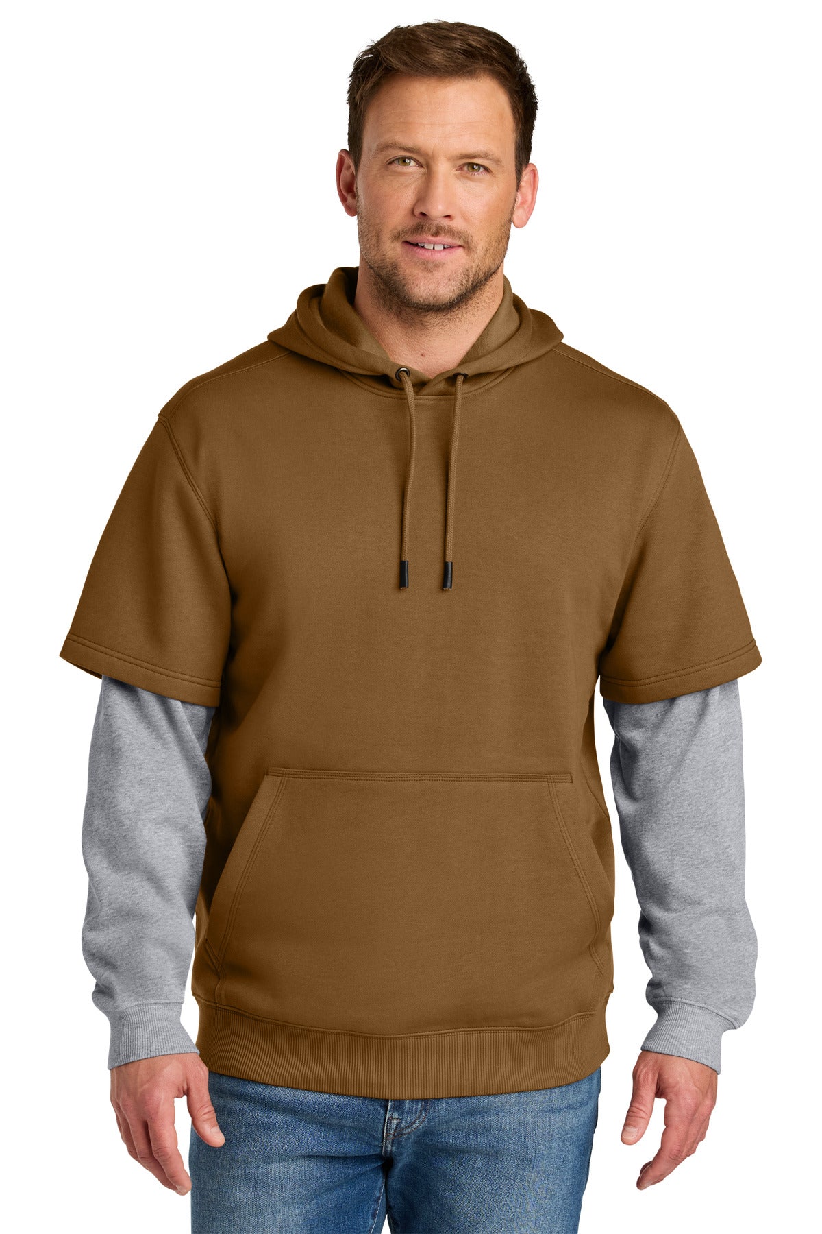 Front View of DuckBr/HtG CornerStone Tough Fleece Layered Hoodie CSF632