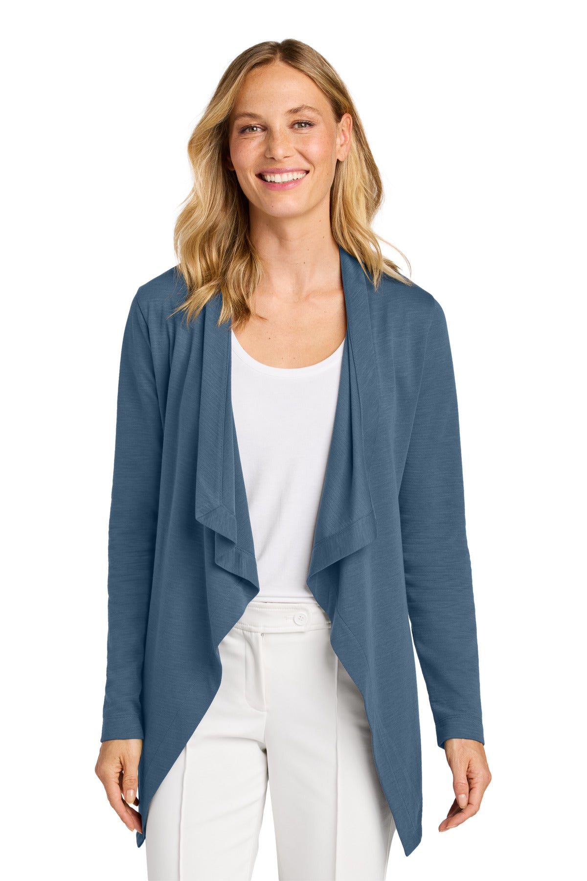 Front View of DuskBlue Port Authority Women's Breakwater Open Cardigan LK820