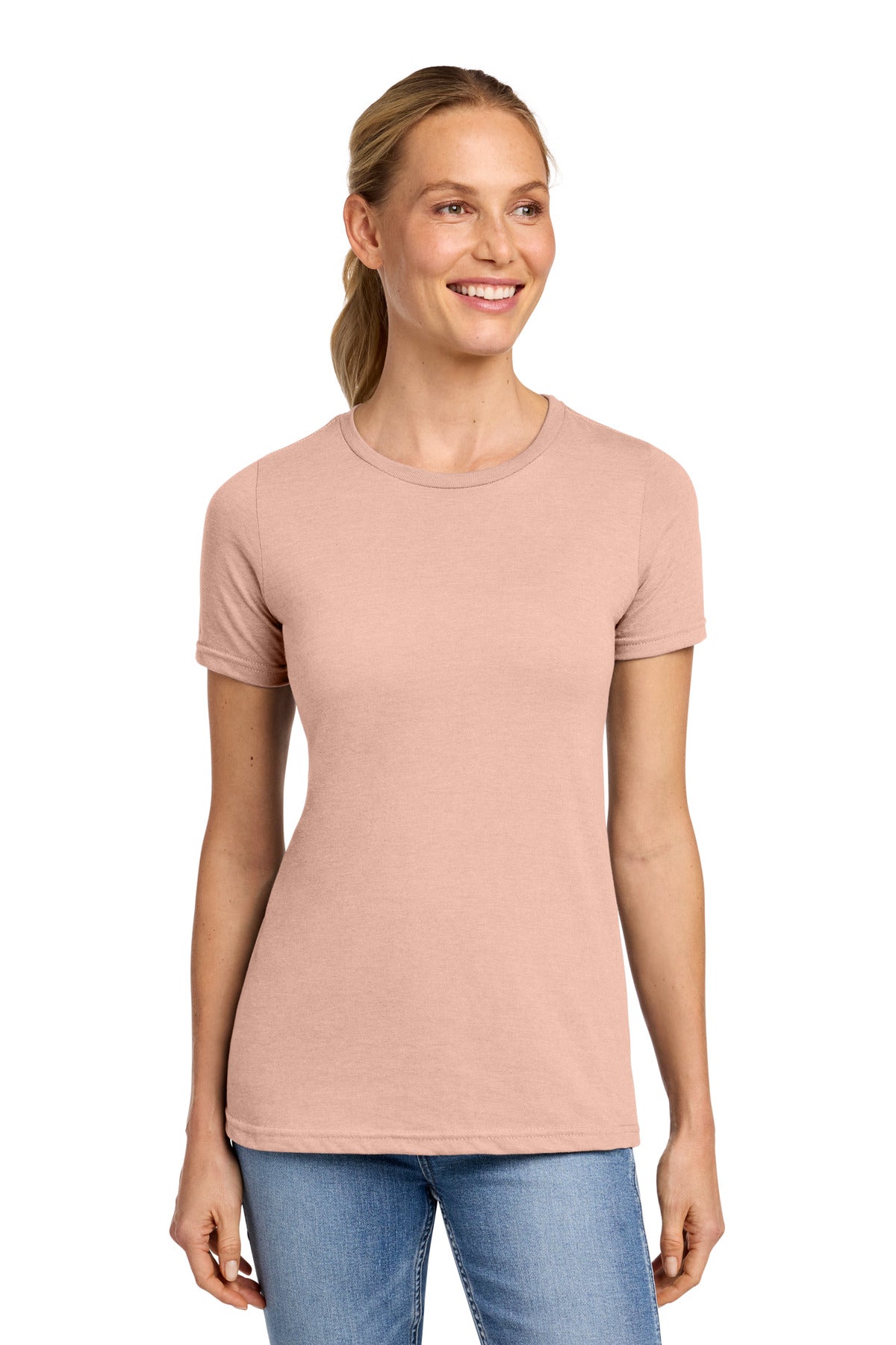 Front View of DustyRose Gildan Softstyle Women's CVC T-Shirt 64001LCVC
