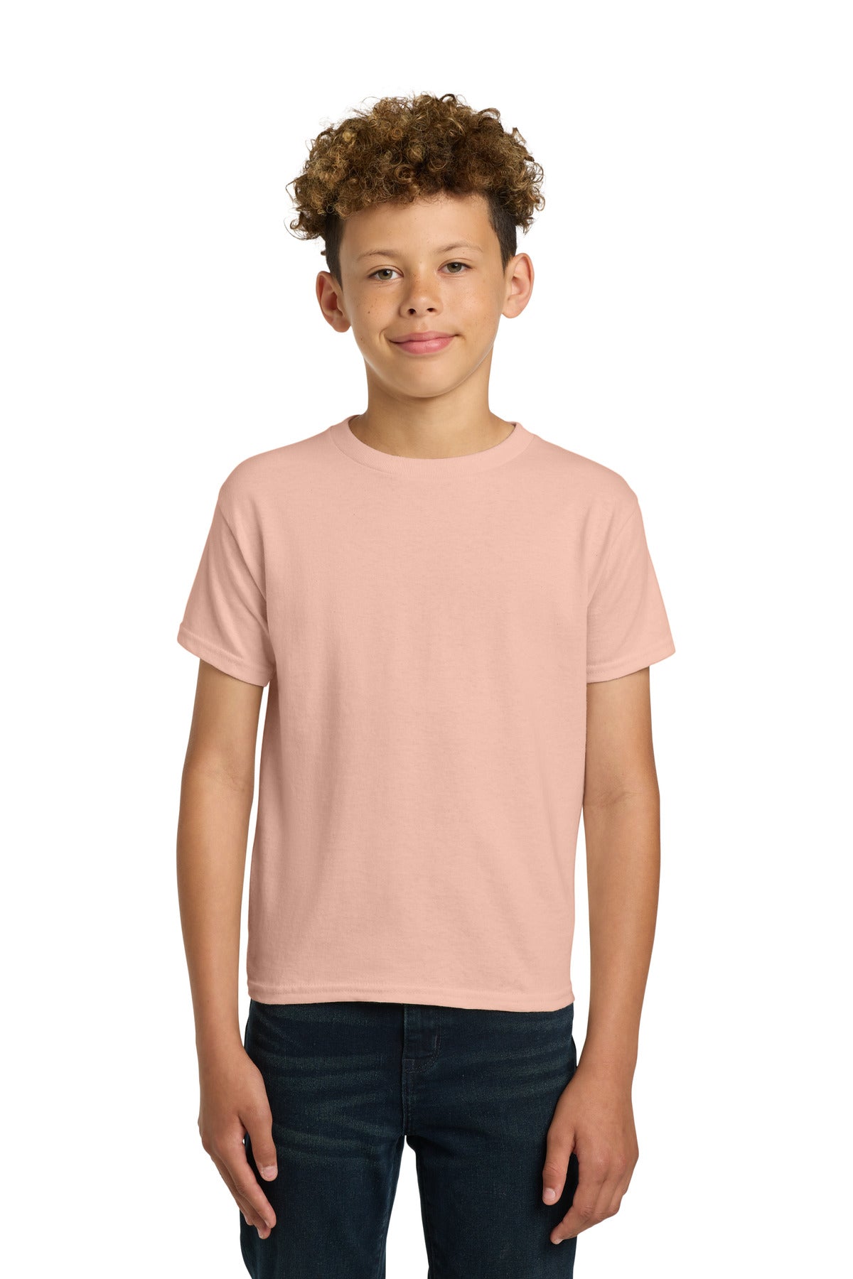 Front View of DustyRose Gildan - Youth Heavy Cotton 100% Cotton T-Shirt. 5000B