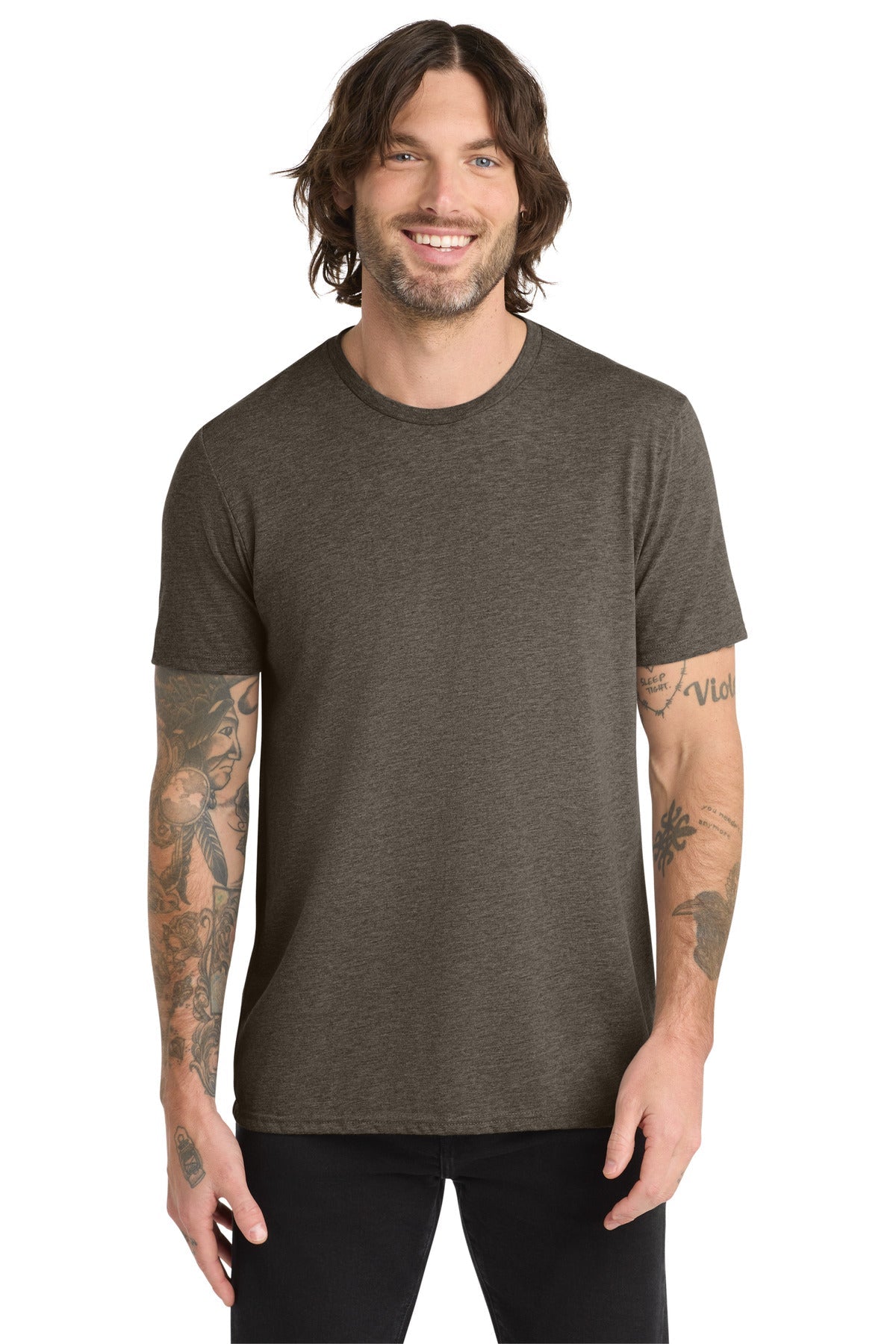 Front View of EarthyBrwn Allmade Unisex Tri-Blend Tee AL2004