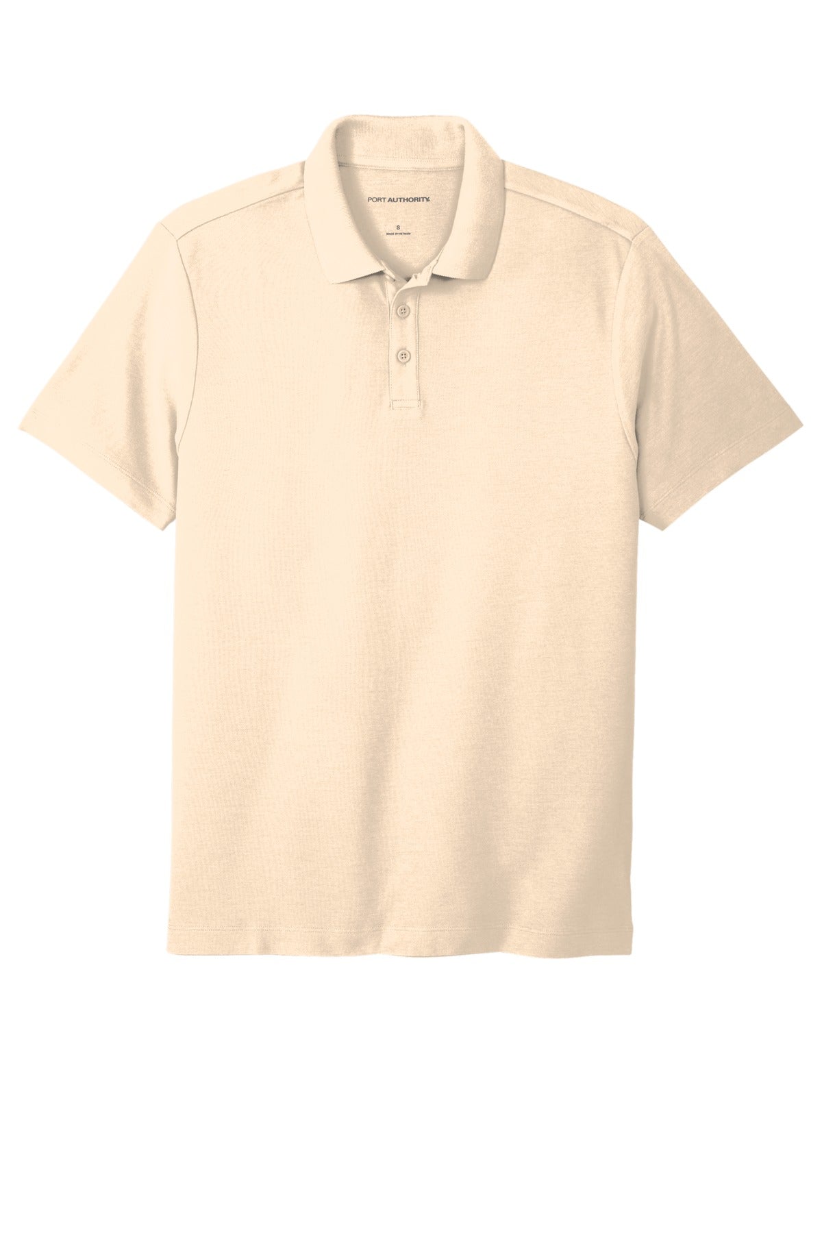 Front View of Ecru Port Authority SuperPro React Polo. K810