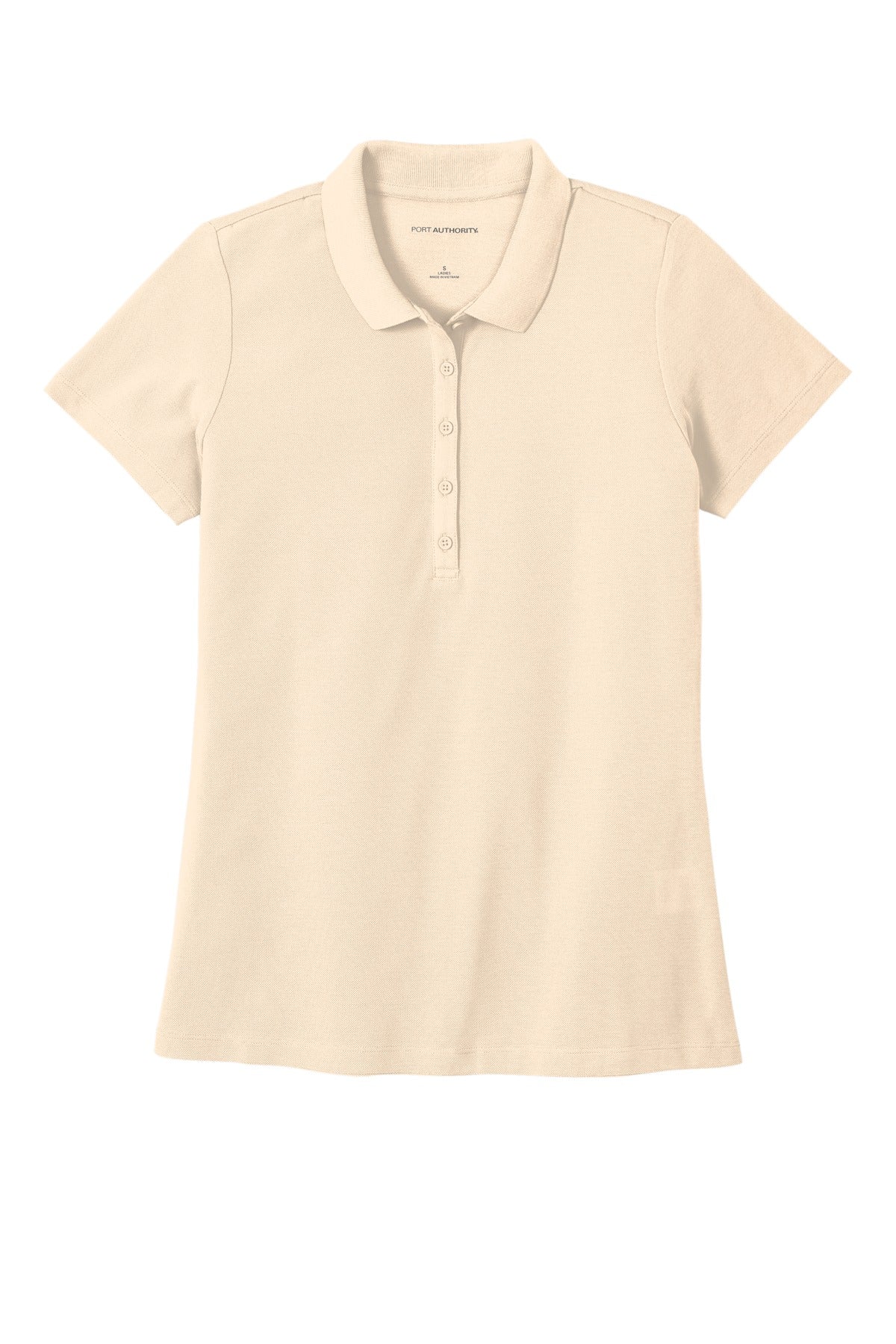 Front View of Ecru Port Authority Women's SuperPro React Polo. LK810
