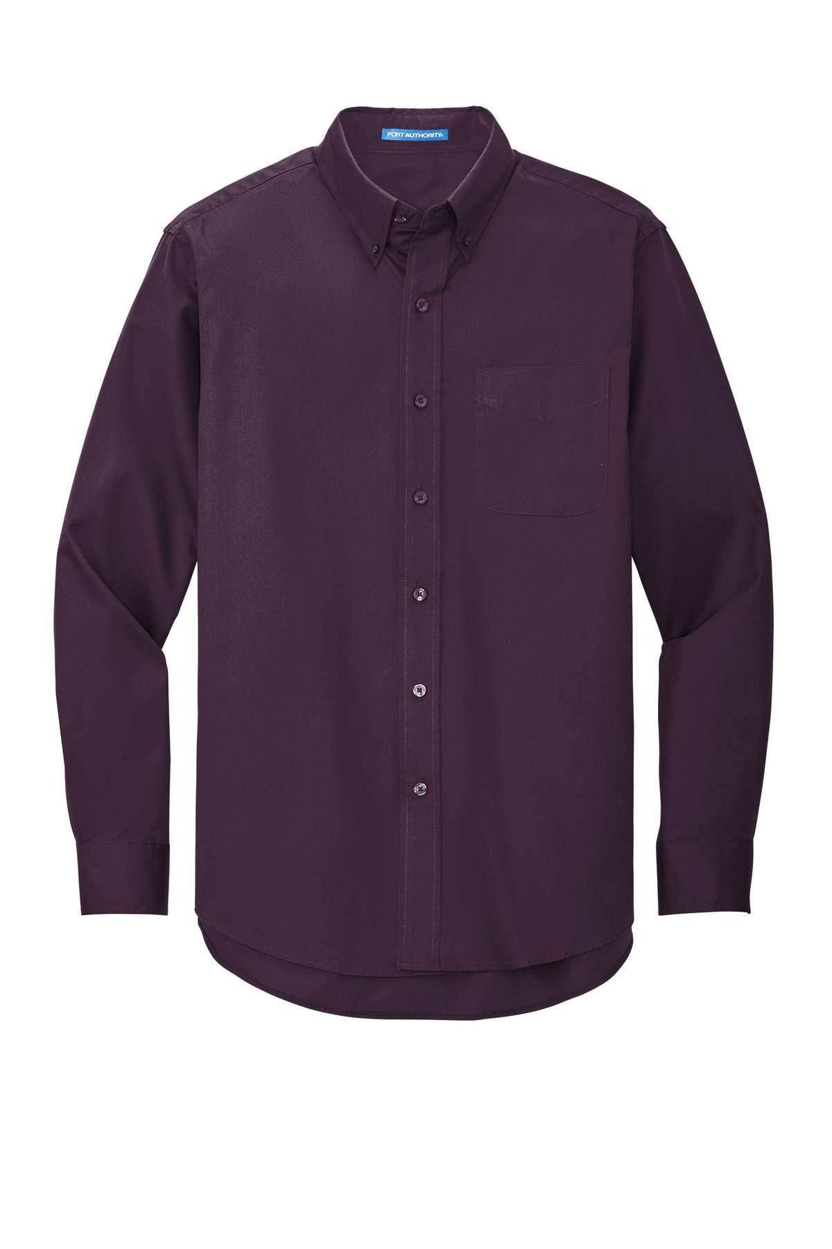 Front View of Eggplant Port Authority Long Sleeve Easy Care Shirt S608