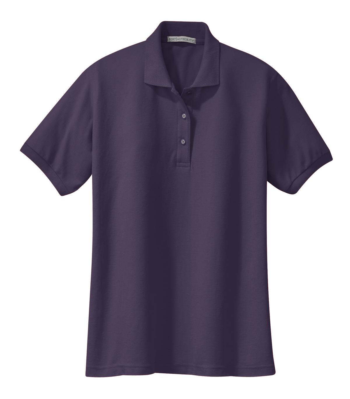 Front View of Eggplant Port Authority Women's Silk Touch Polo. L500