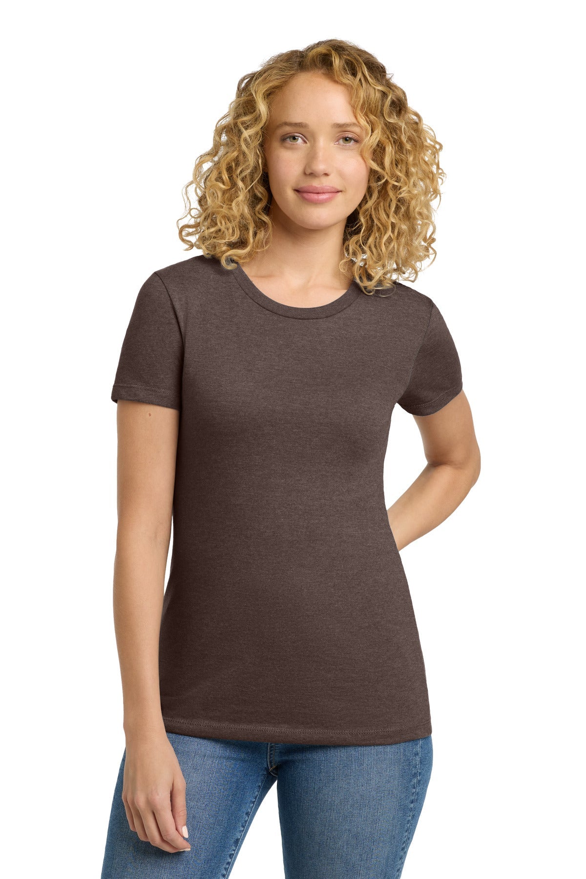 Front View of Espresso Next Level Apparel Women's CVC Tee. NL6610