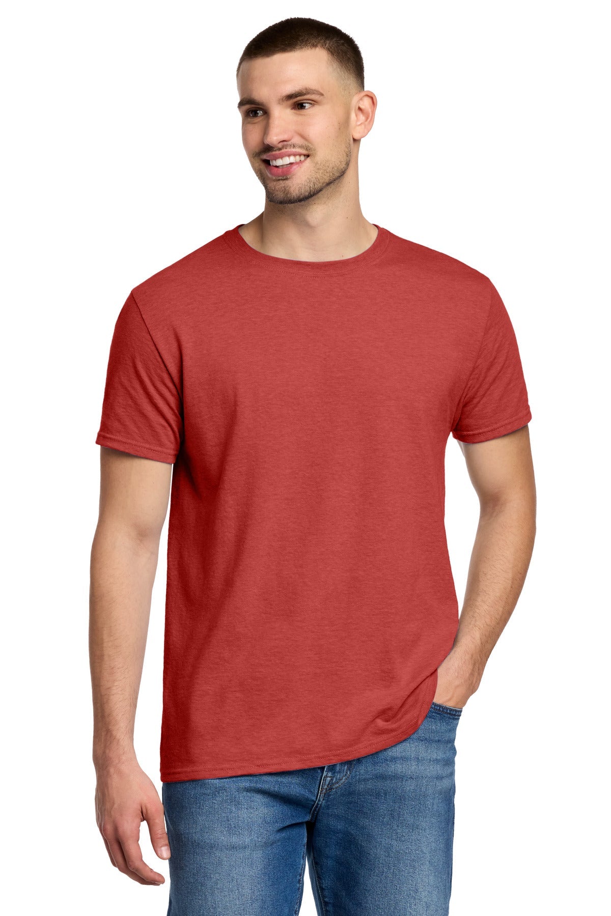 Front View of FieryRdHt Jerzees Premium Blend Ring Spun T-Shirt 560M