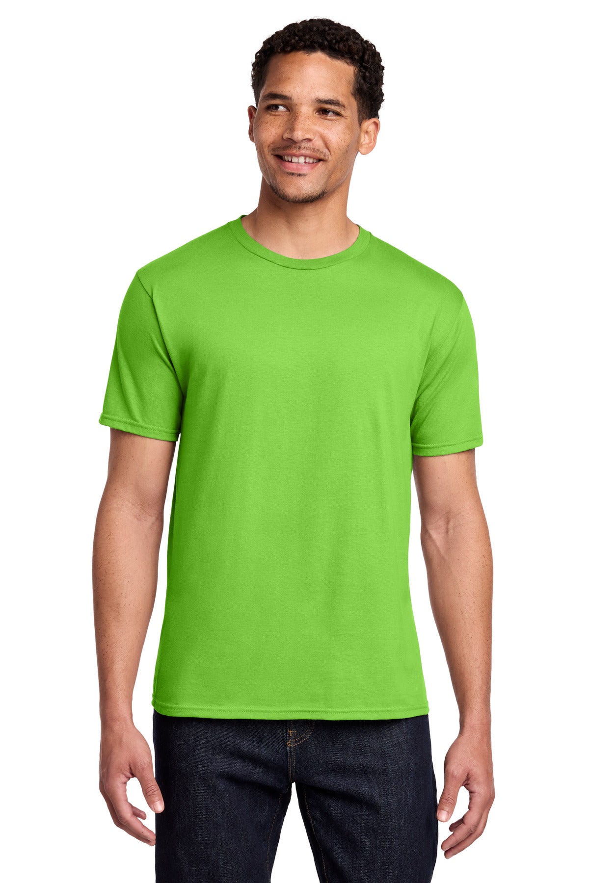 Front View of Flash Green Port & Co Fan Favorite Tee. PC450
