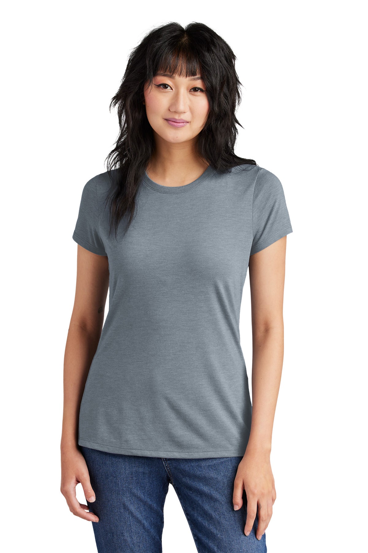 Front View of FlntBluHtr District Women's Perfect Tri Tee. DM130L