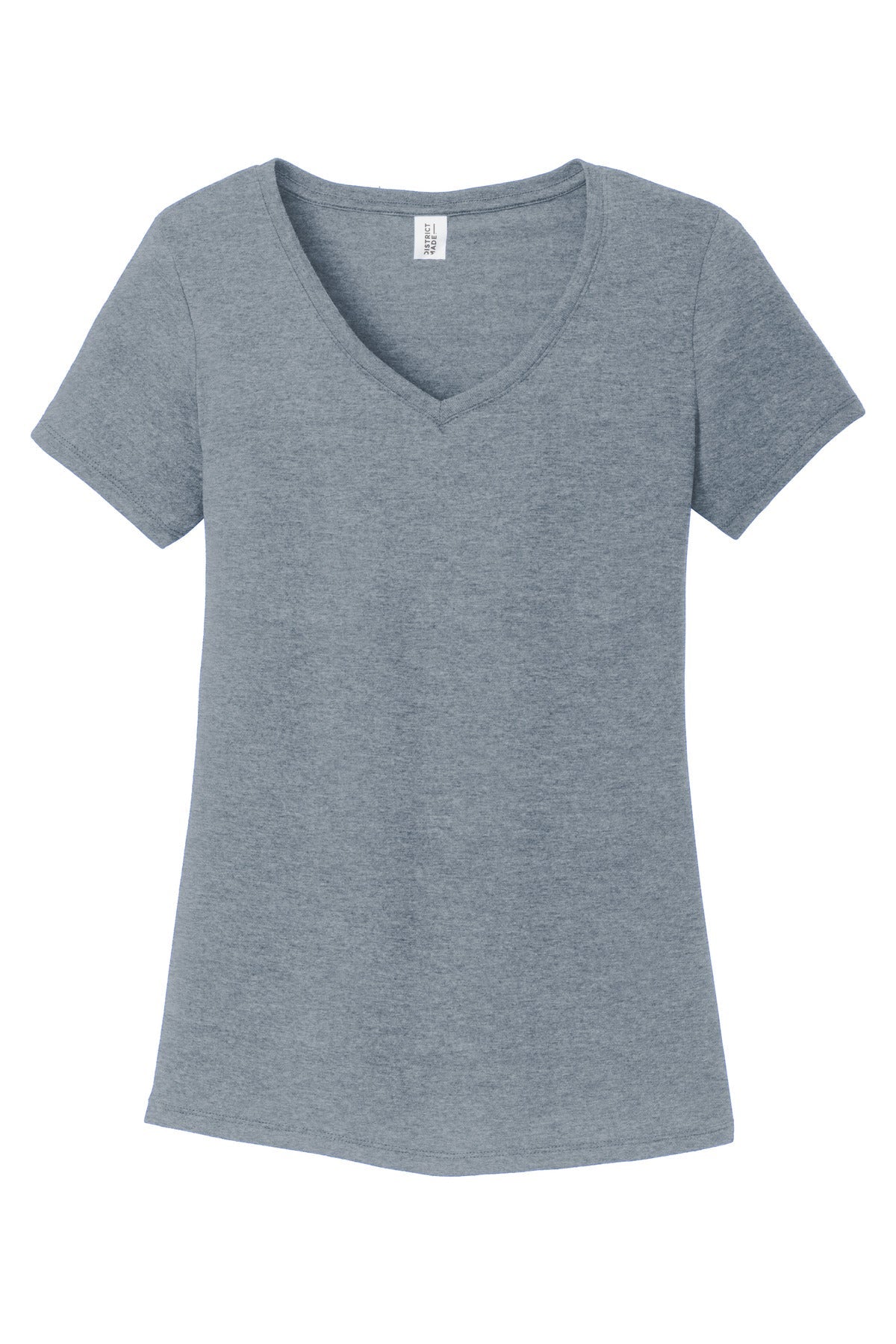 Front View of FlntBluHtr District Women's Perfect Tri V-Neck Tee. DM1350L
