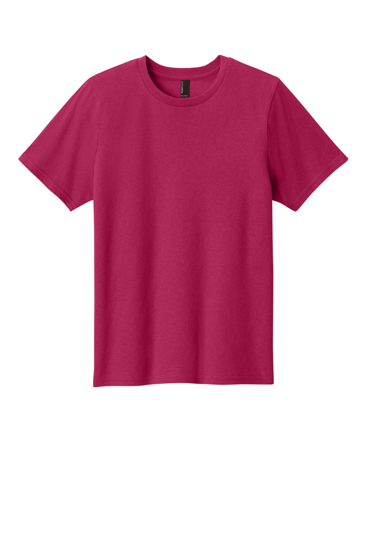 Front View of FlushPink Port & Co Youth Easy Cotton Tee PC43Y