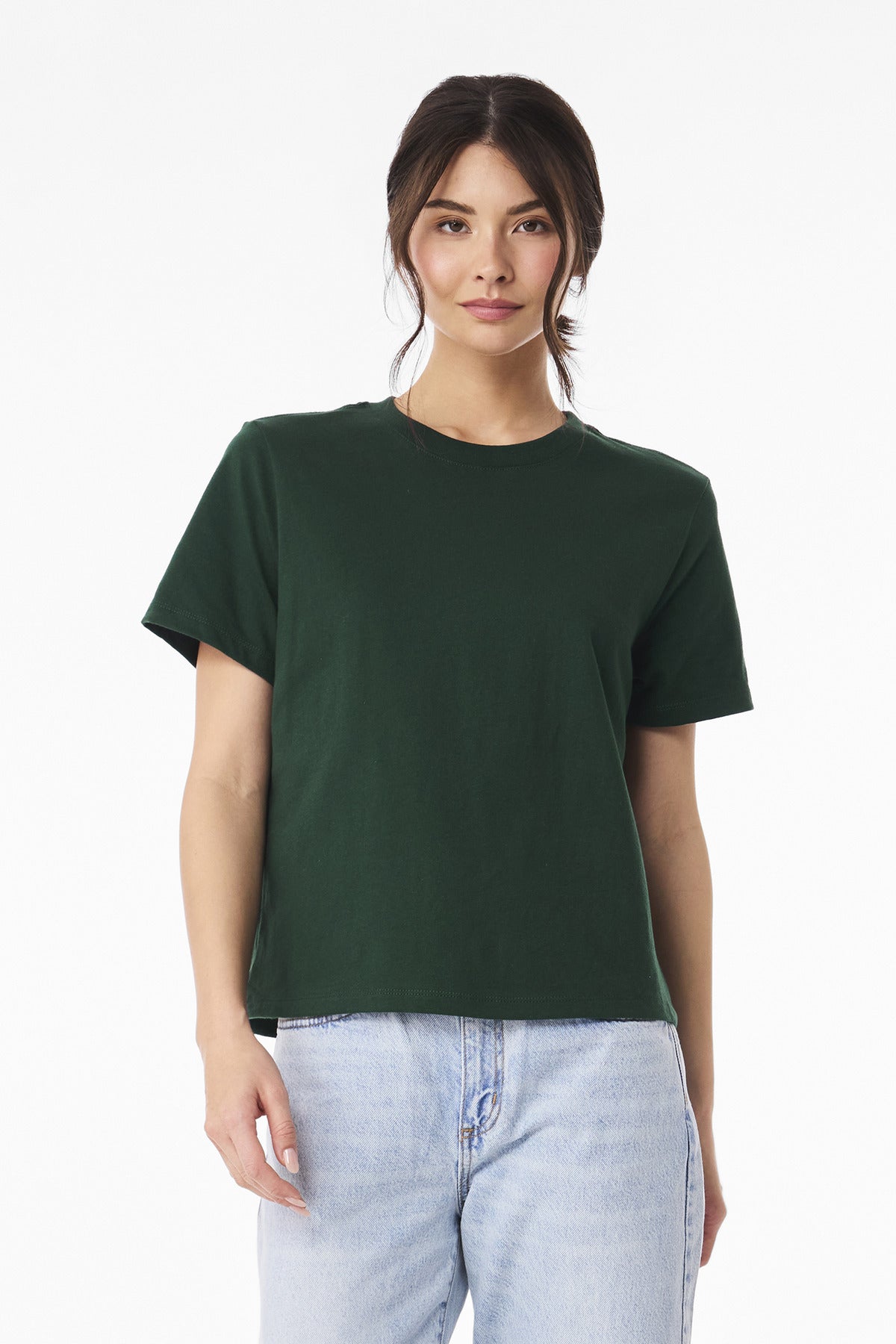 Front View of Forest BELLA+CANVAS Women's 6-Ounce Heavyweight Tee BC6110