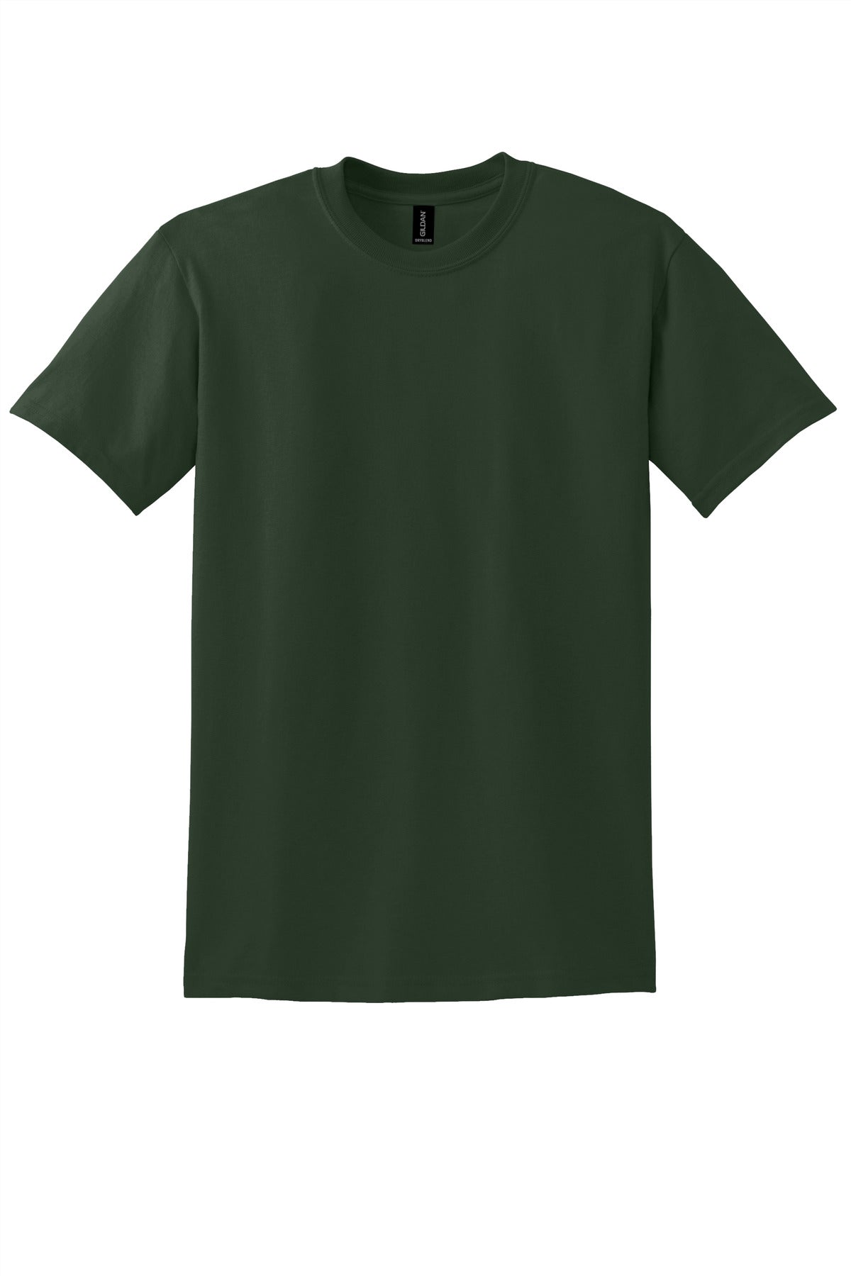 Front View of Forest Gildan DryBlend 50 Cotton/50 Poly T-Shirt. 8000