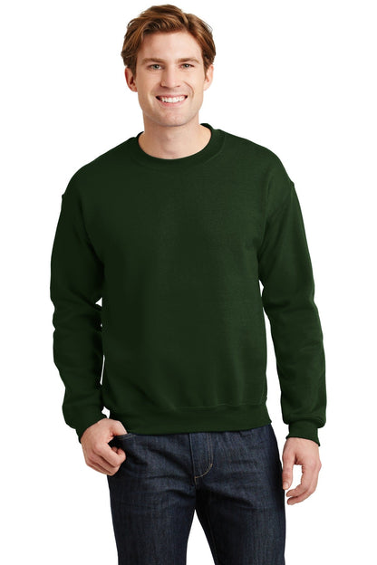 Front View of Forest Gildan Heavy Blend Crewneck Sweatshirt. 18000