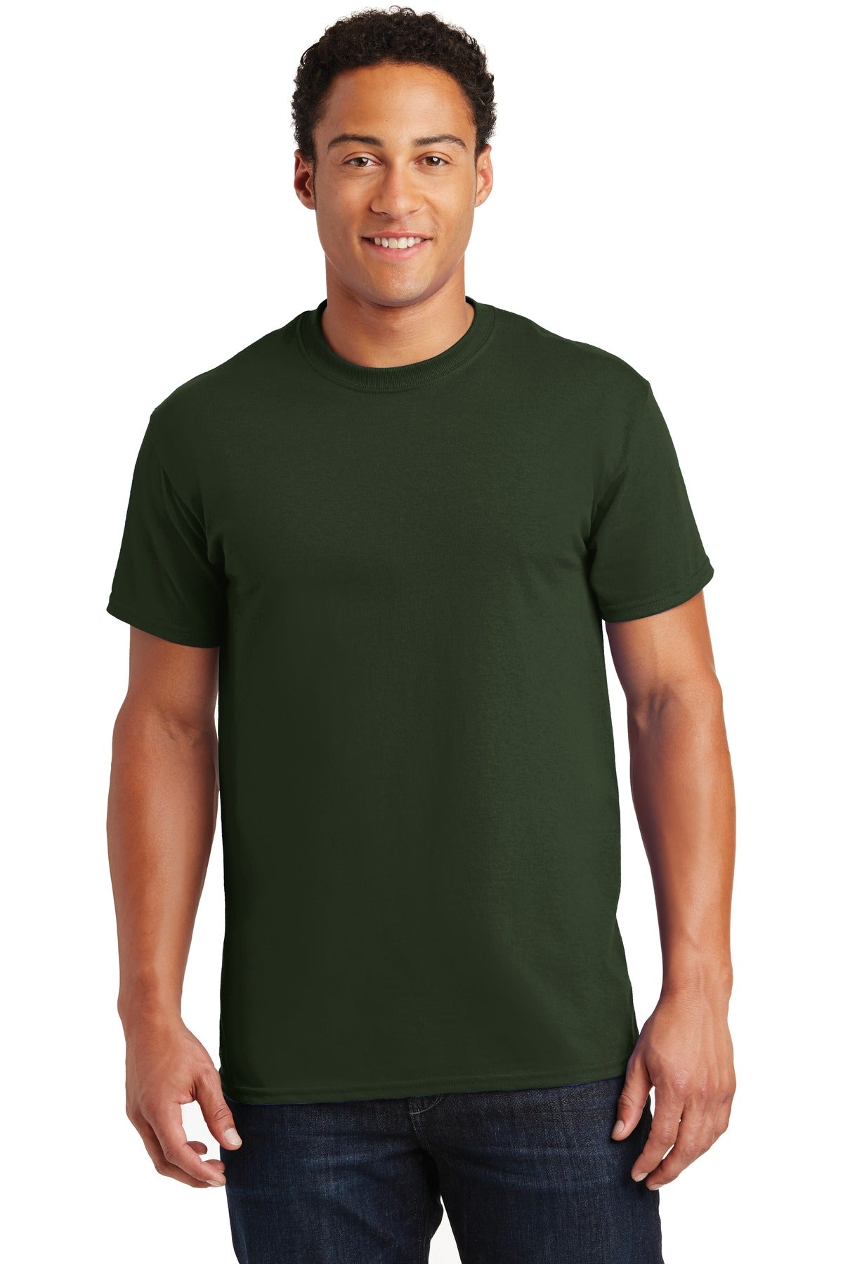 Front View of Forest Gildan - Ultra Cotton 100% US Cotton T-Shirt. 2000