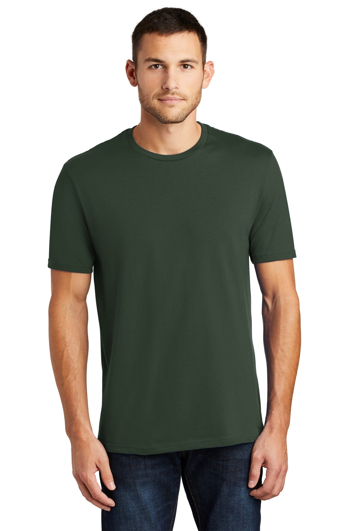Front View of Forest Green District Perfect Weight Tee. DT104