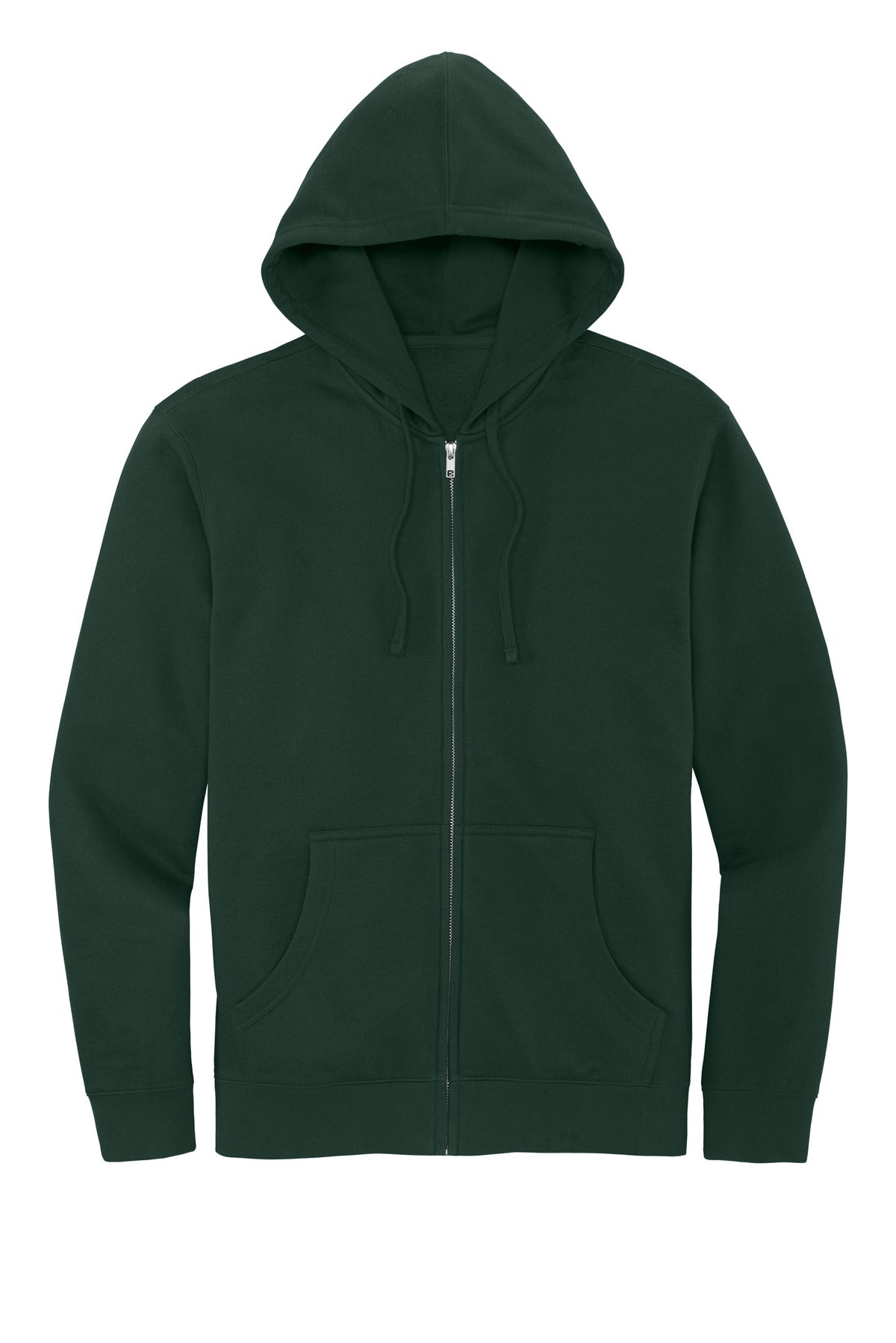 Front View of Forest Green District V.I.T. Fleece Full-Zip Hoodie DT6102