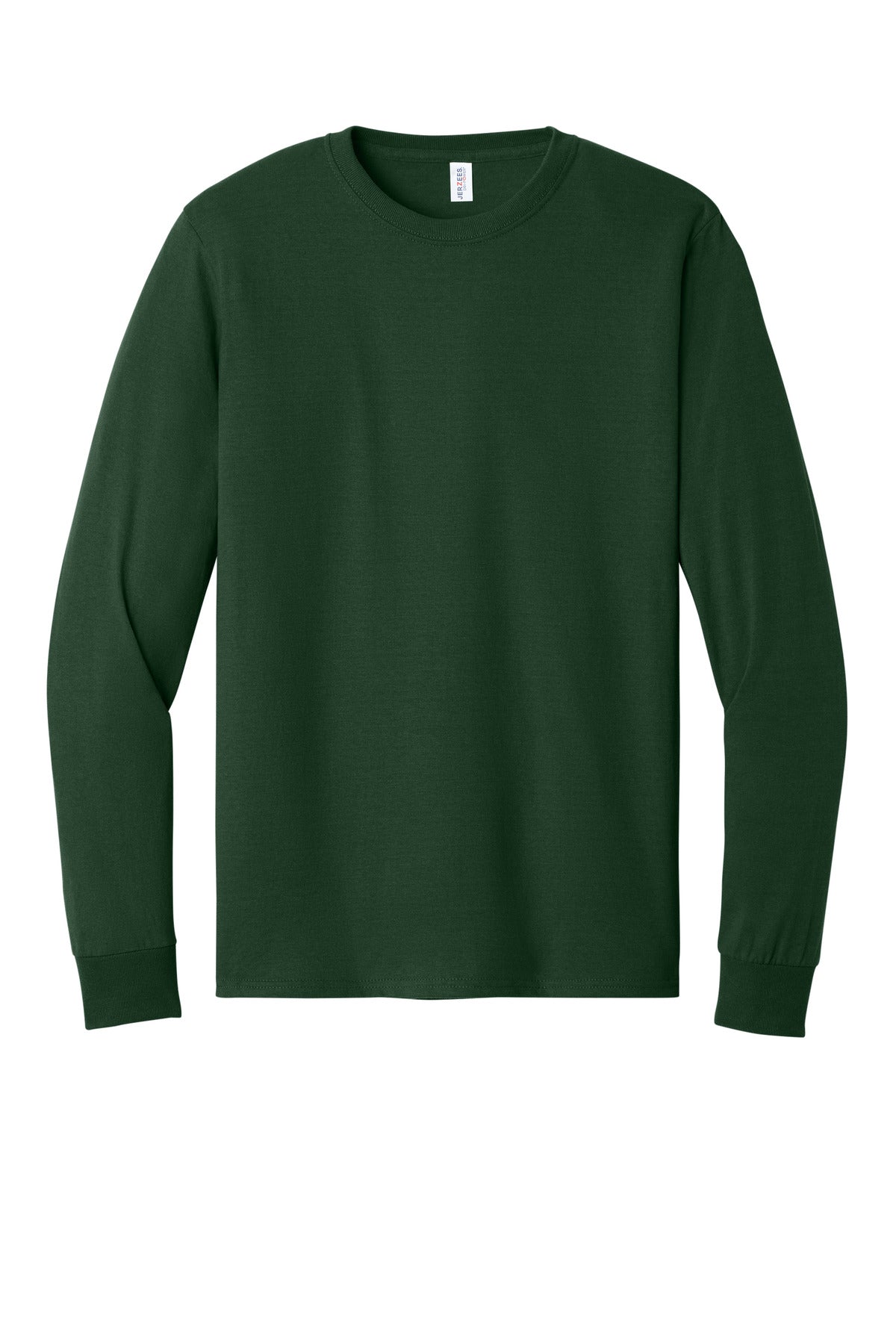 Front View of Forest Green Jerzees - Dri-Power 50/50 Cotton/Poly Long Sleeve T-Shirt. 29LS