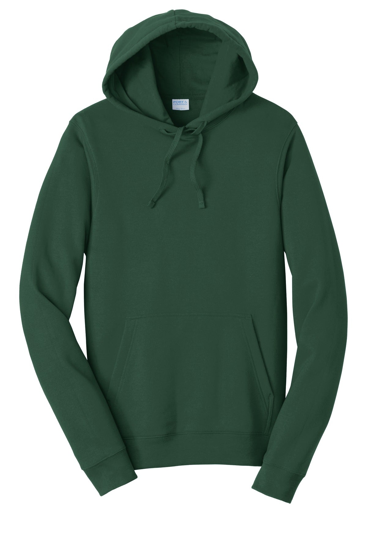 Front View of Forest Green Port & Co Fan Favorite Fleece Pullover Hooded Sweatshirt. PC850H