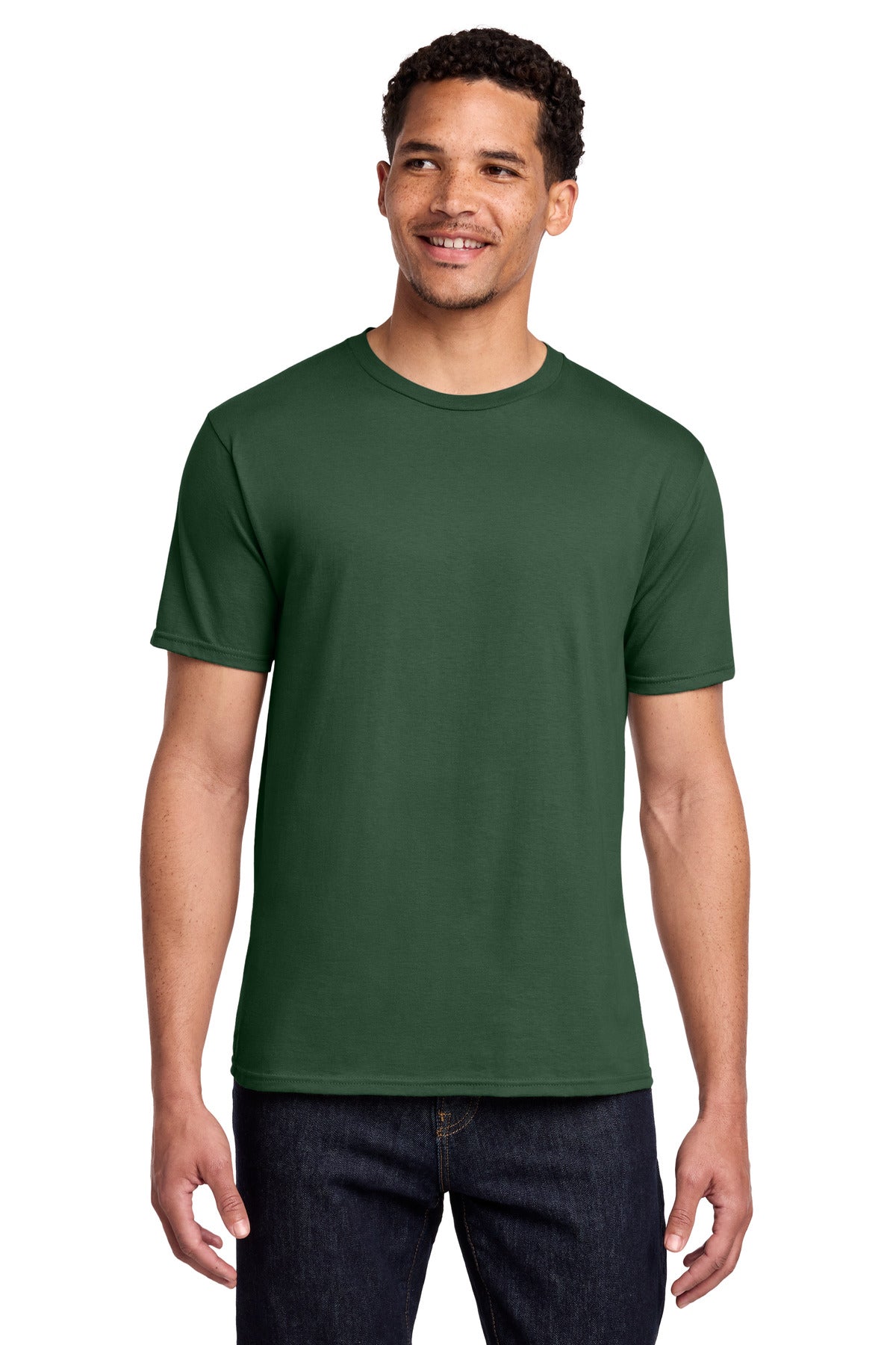 Front View of Forest Green Port & Co Fan Favorite Tee. PC450