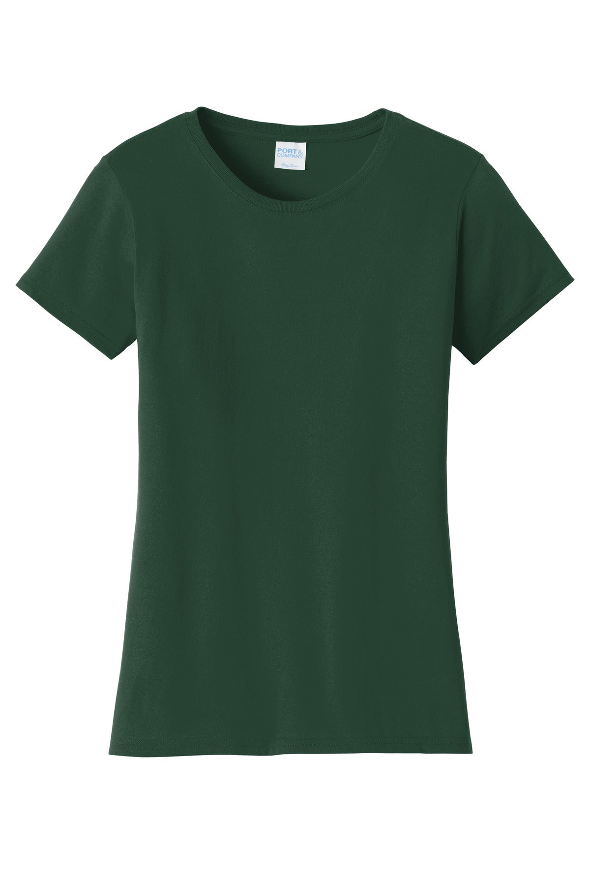 Front View of Forest Green Port & Co Women's Fan Favorite Tee. LPC450