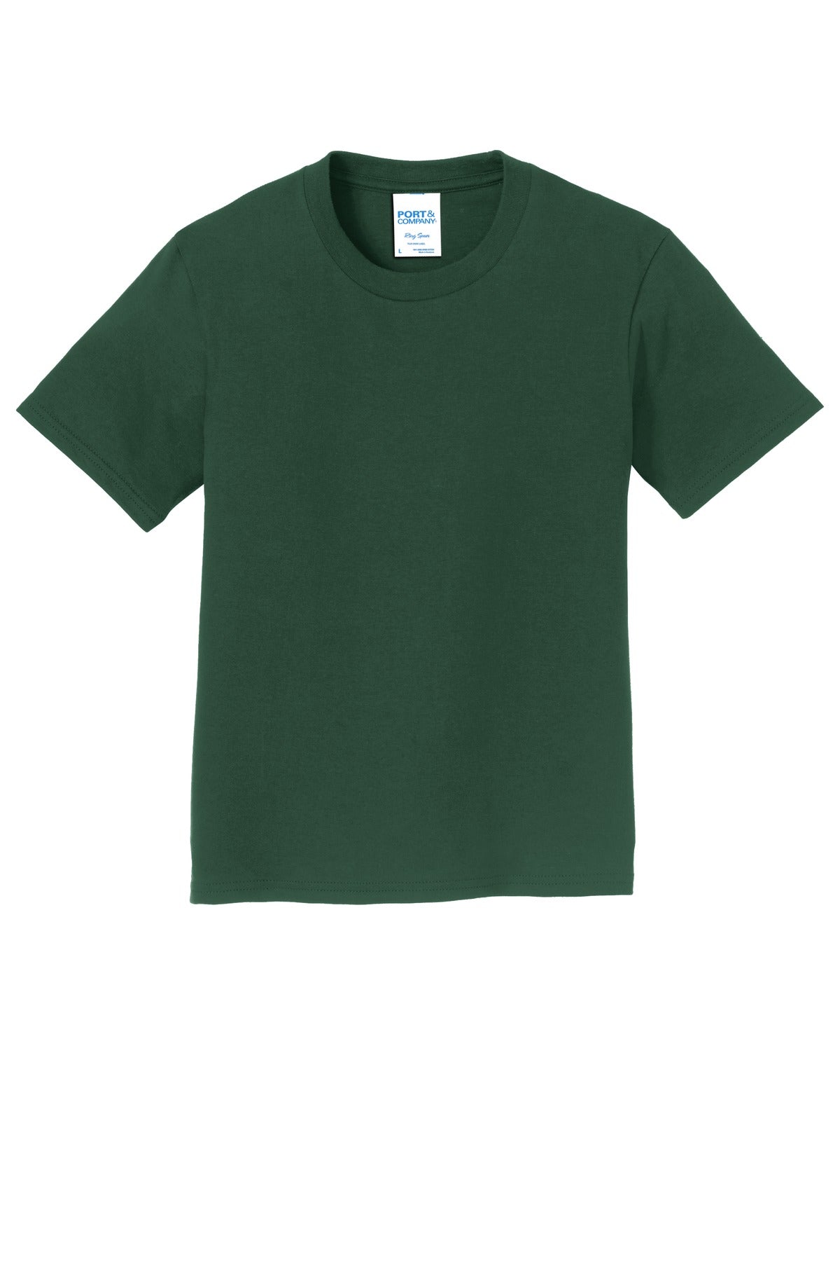 Front View of Forest Green Port & Co Youth Fan Favorite Tee. PC450Y