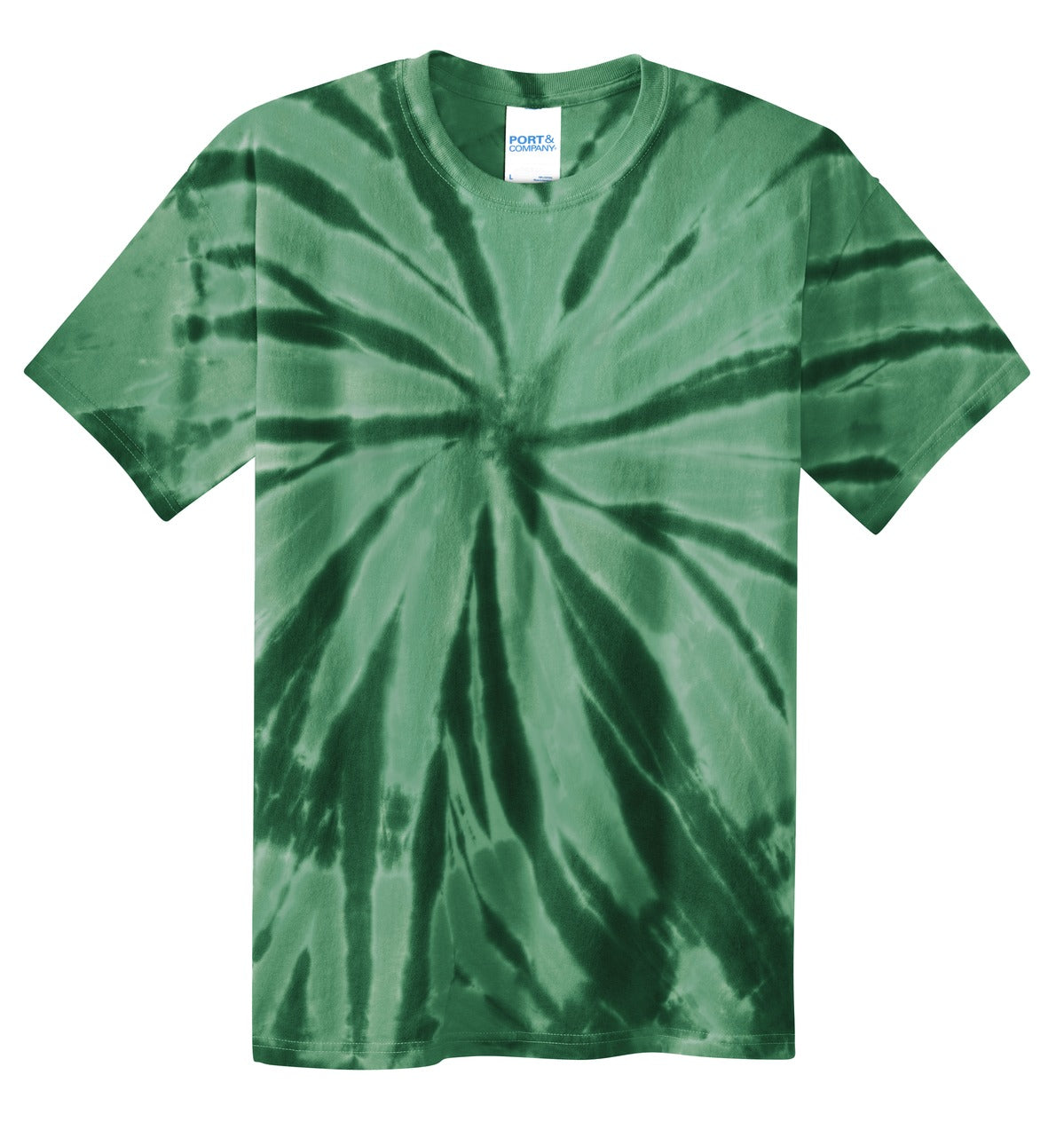 Front View of Forest Green Port & Co Youth Tie-Dye Tee. PC147Y