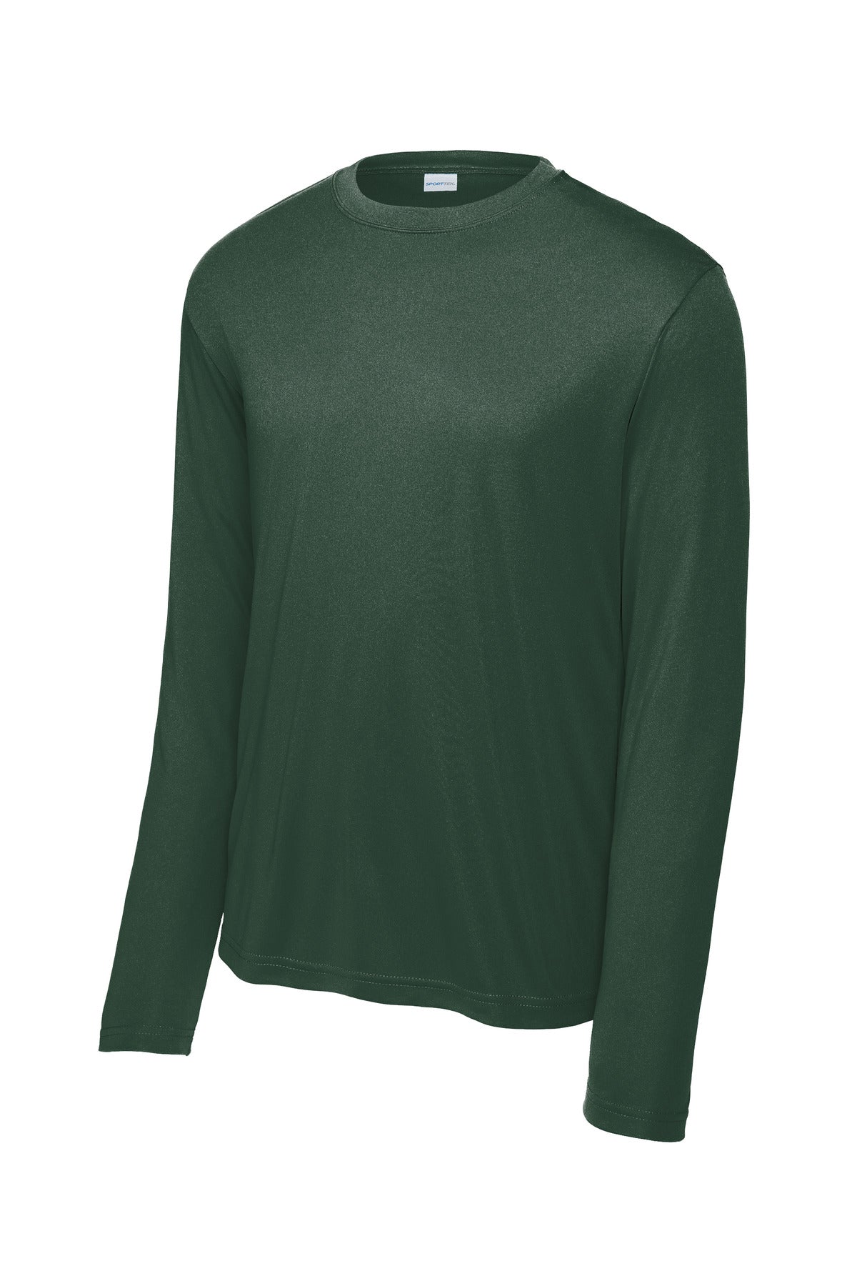 Front View of Forest Green Sport-Tek Long Sleeve PosiCharge Competitor Tee. ST350LS
