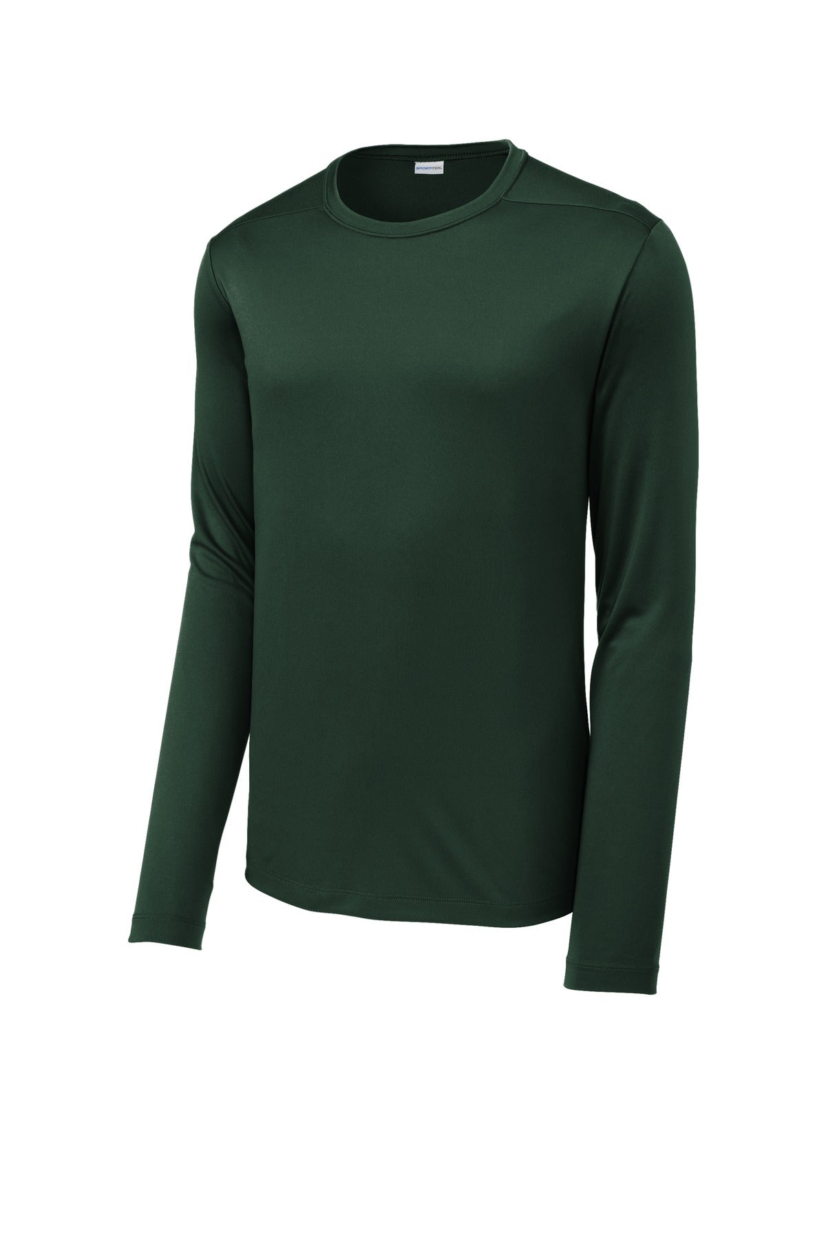Front View of Forest Green Sport-Tek Posi-UV Pro Long Sleeve Tee. ST420LS