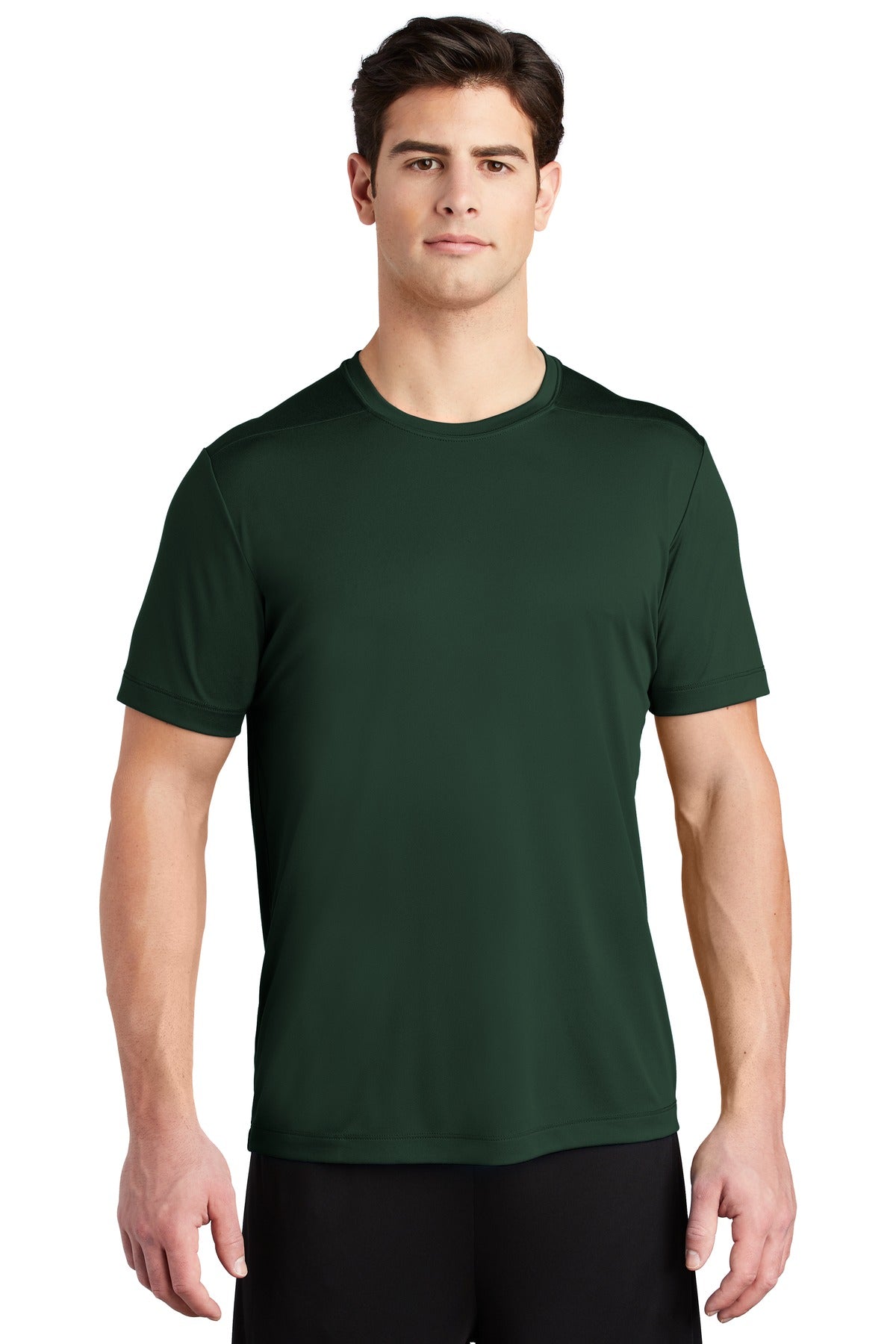 Front View of Forest Green Sport-Tek Posi-UV Pro Tee. ST420
