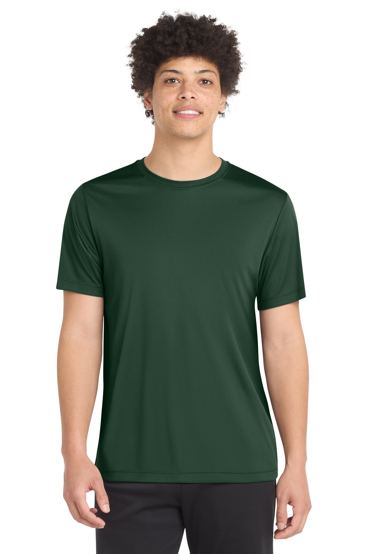 Front View of Forest Green Sport-Tek Posi-UV Pro Tee. ST420