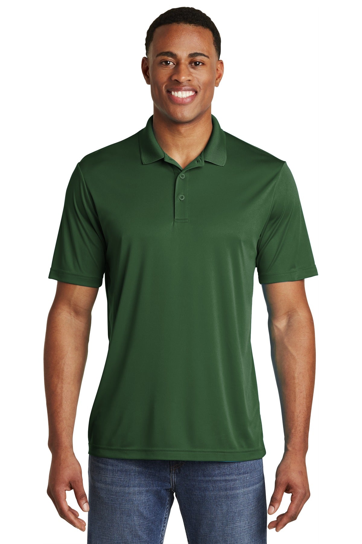 Front View of Forest Green Sport-Tek PosiCharge Competitor Polo. ST550