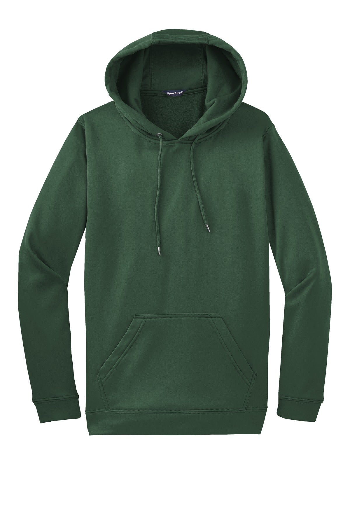 Front View of Forest Green Sport-Tek Sport-Wick Fleece Hooded Pullover. F244