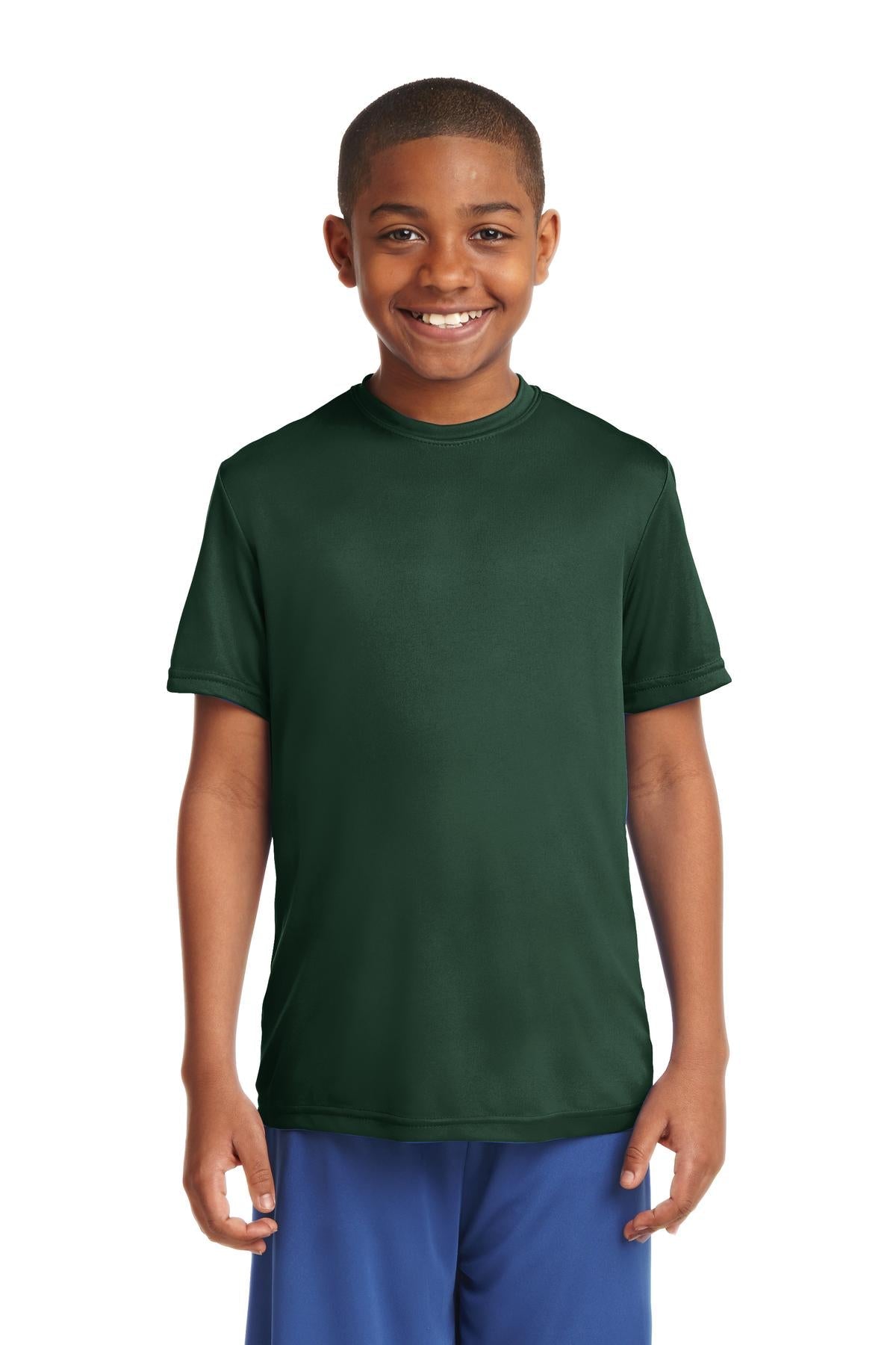 Front View of Forest Green Sport-Tek Youth PosiCharge Competitor Tee. YST350