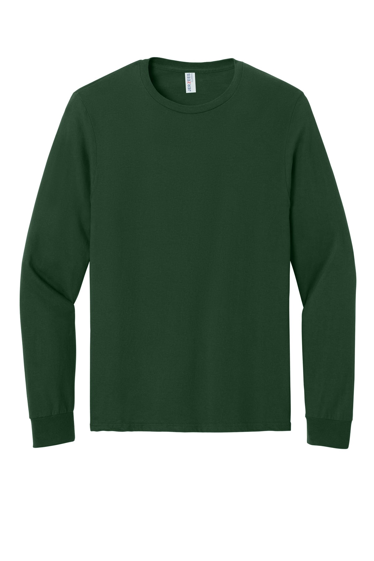 Front View of ForestGrn Jerzees Classics Unisex Cotton Long Sleeve T-Shirt 363L