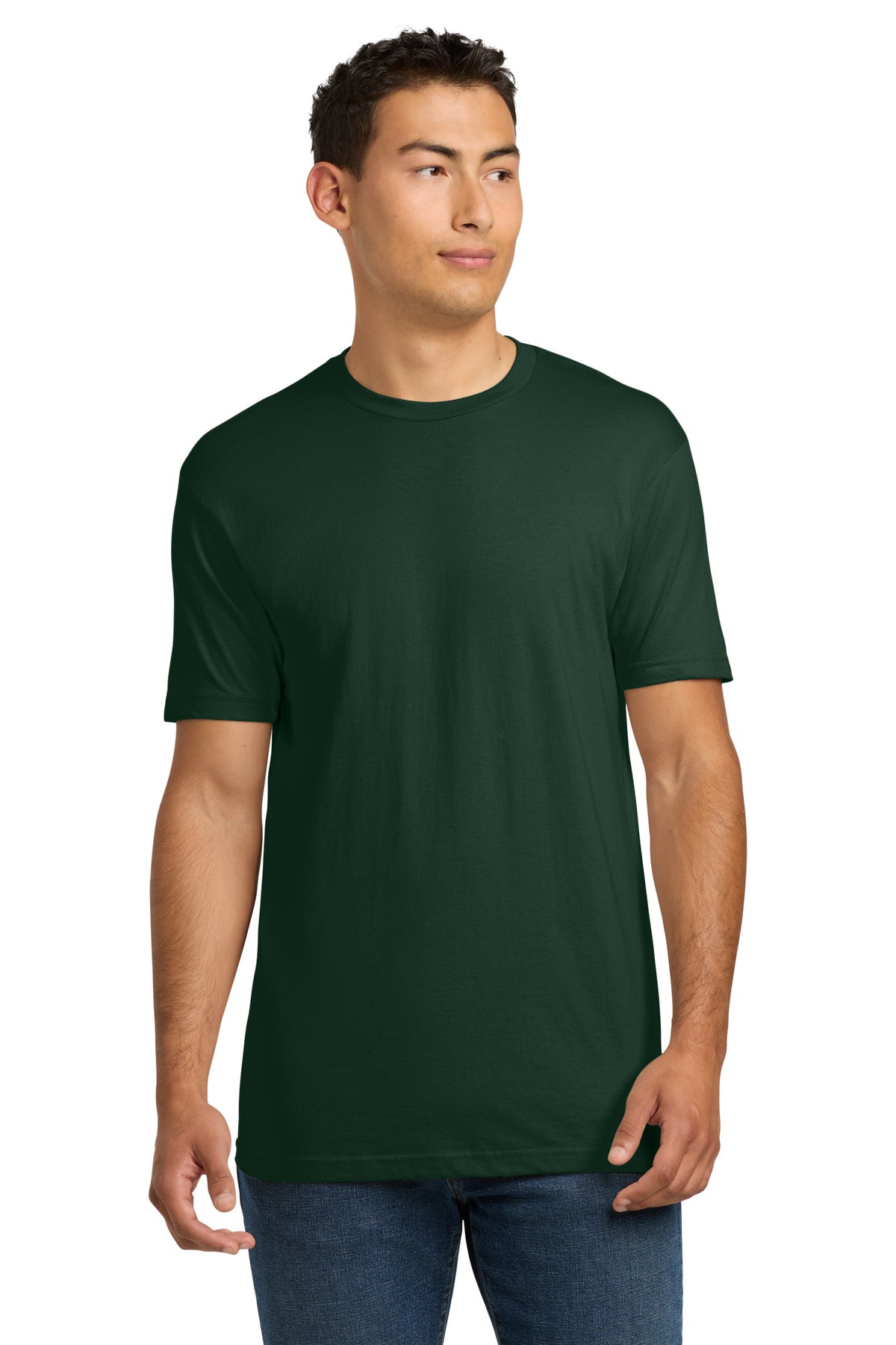 Front View of ForestGrn Next Level Apparel Adult Cotton Tee. NL3600