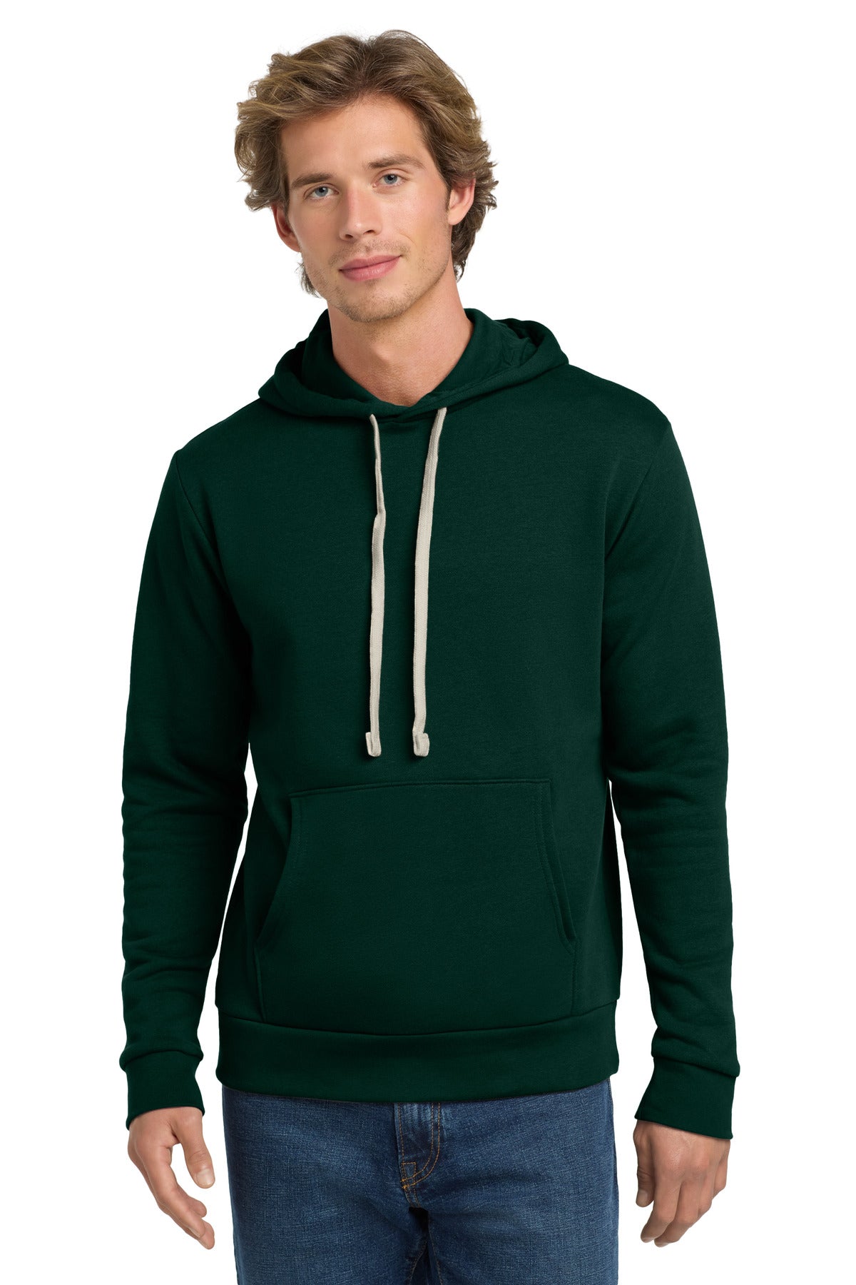 Front View of ForestGrn Next Level Apparel Adult Santa Barbara Pullover Hoodie. NL9303