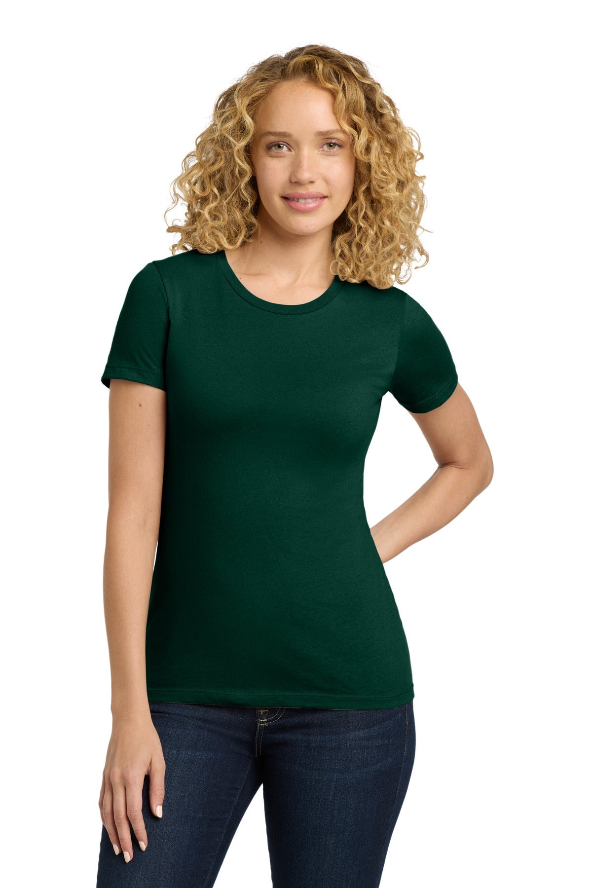 Front View of ForestGrn Next Level Apparel Women's Cotton Tee. NL3900