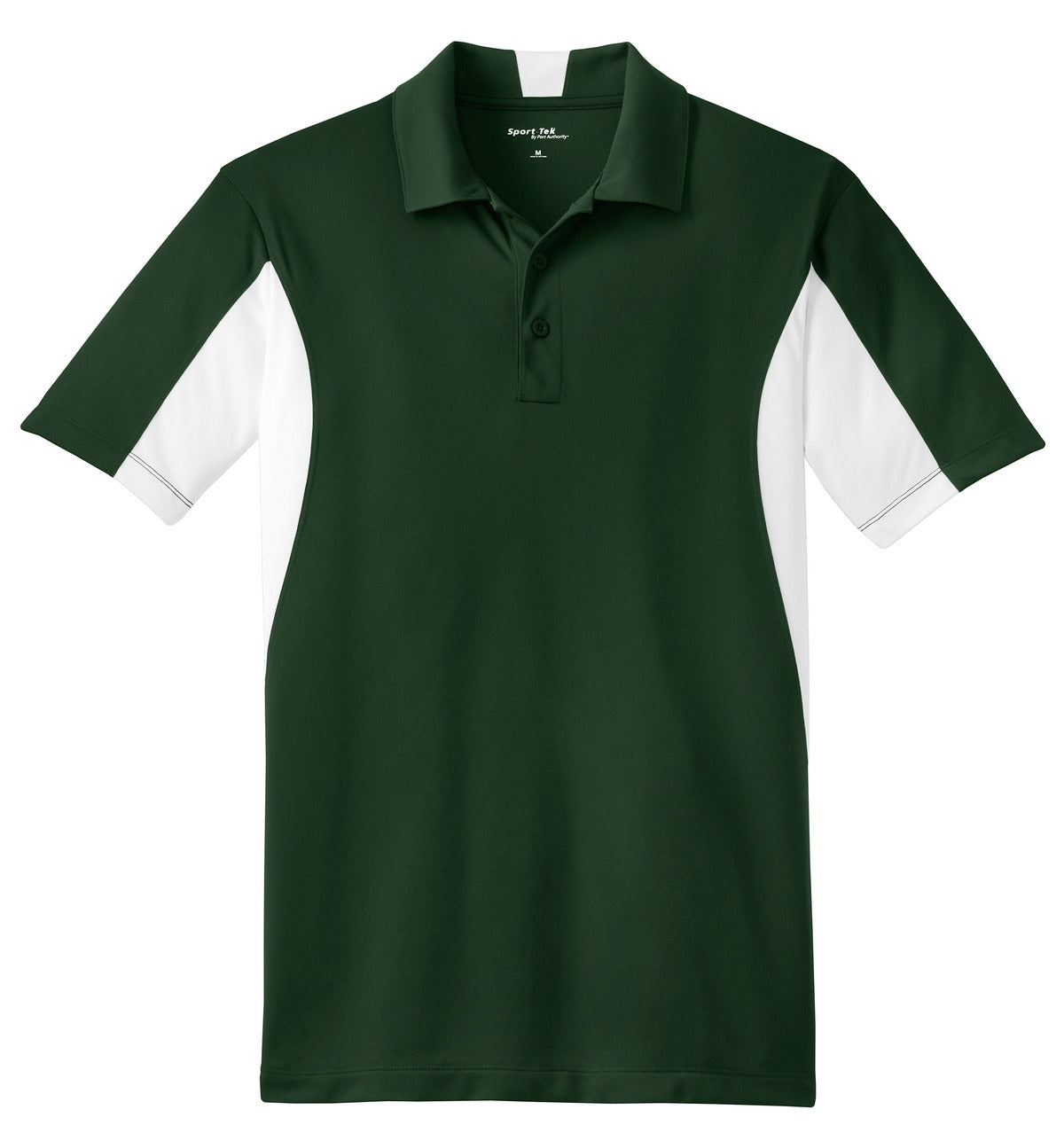 Front View of Forest/White Sport-Tek Side Blocked Micropique Sport-Wick Polo. ST655