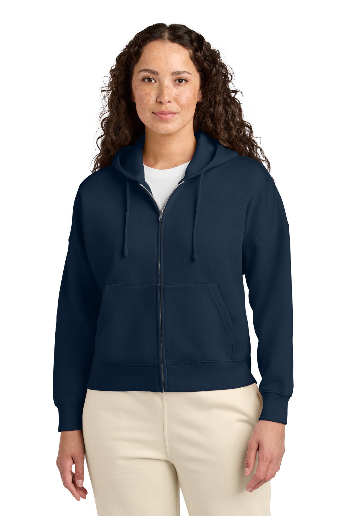 Front View of FrenchNavy Stanley/Stella Women's Stella Ida Full-Zip Hooded Sweatshirt SXW037