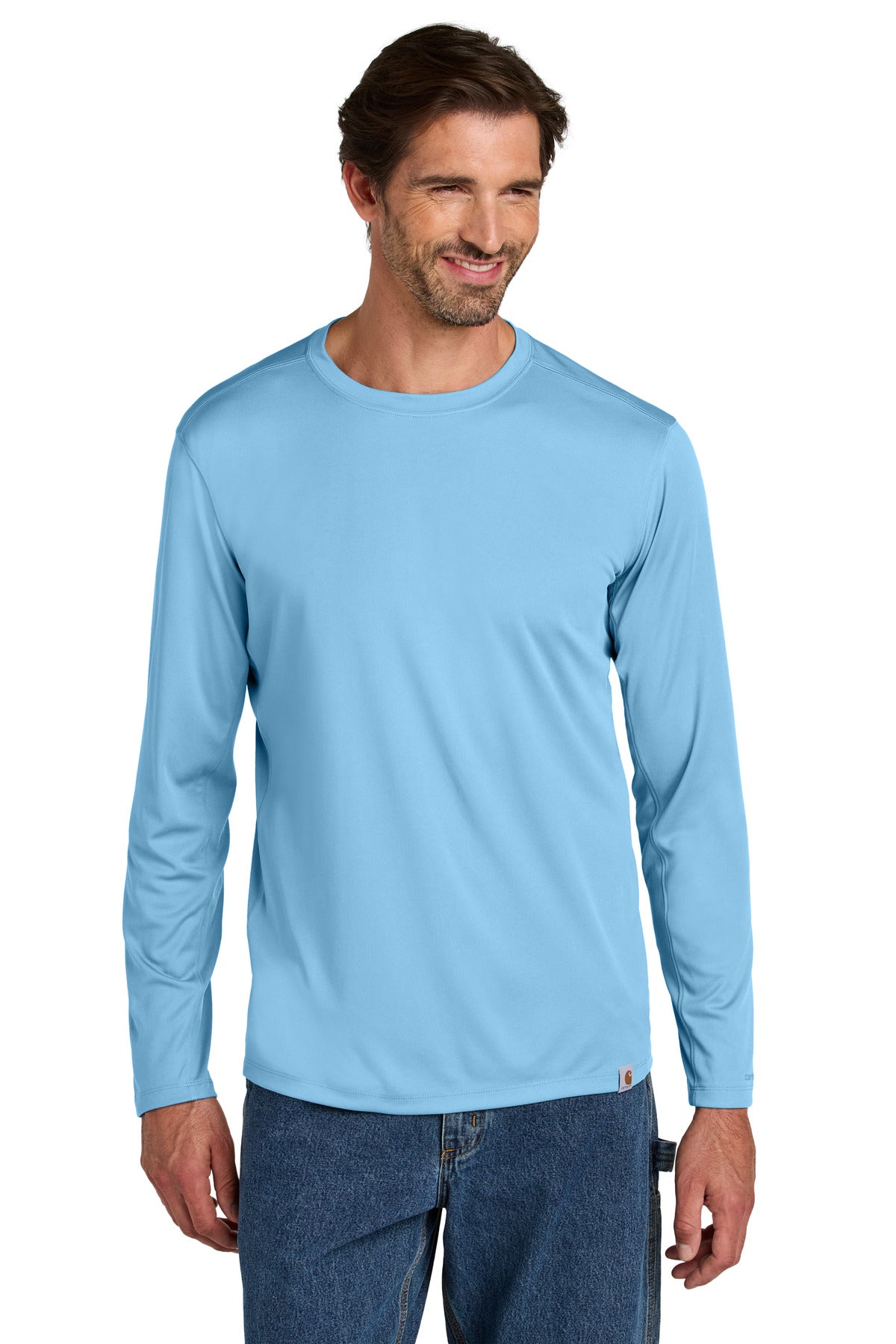 Front View of FreshWtrBl Carhartt Force Sun Defender Long Sleeve T-Shirt CT106972