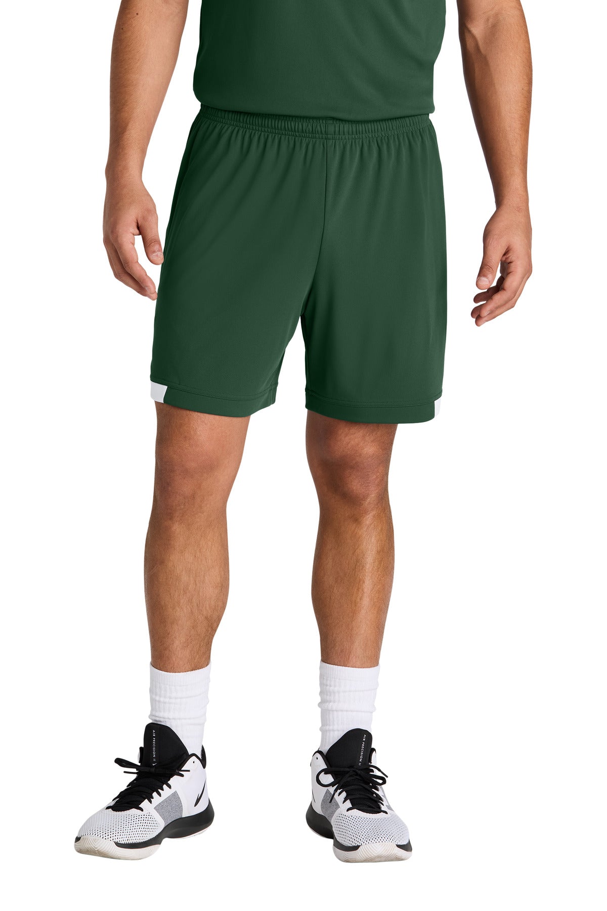 Front View of FrGn/White Sport-Tek Club 7" Short ST442