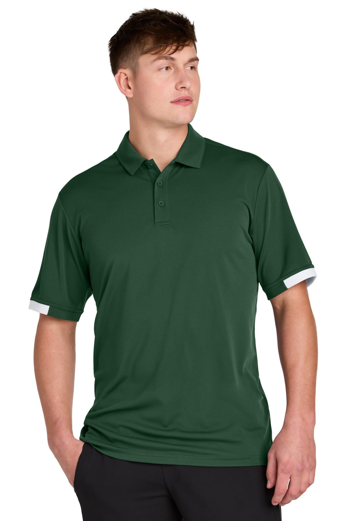 Front View of FrGn/White Sport-Tek Club Colorblock Polo ST444