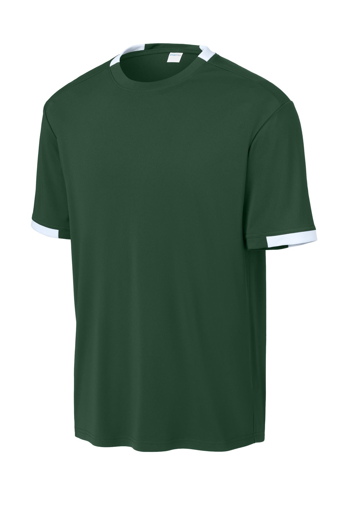 Front View of FrGn/White Sport-Tek Club Short Sleeve Crew ST440