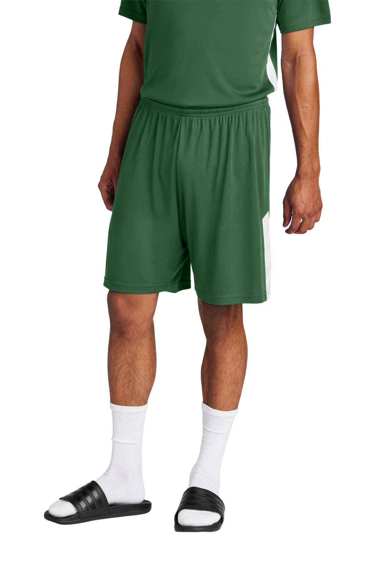 Front View of FrGn/White Sport-Tek Competitor United 7" Short ST103