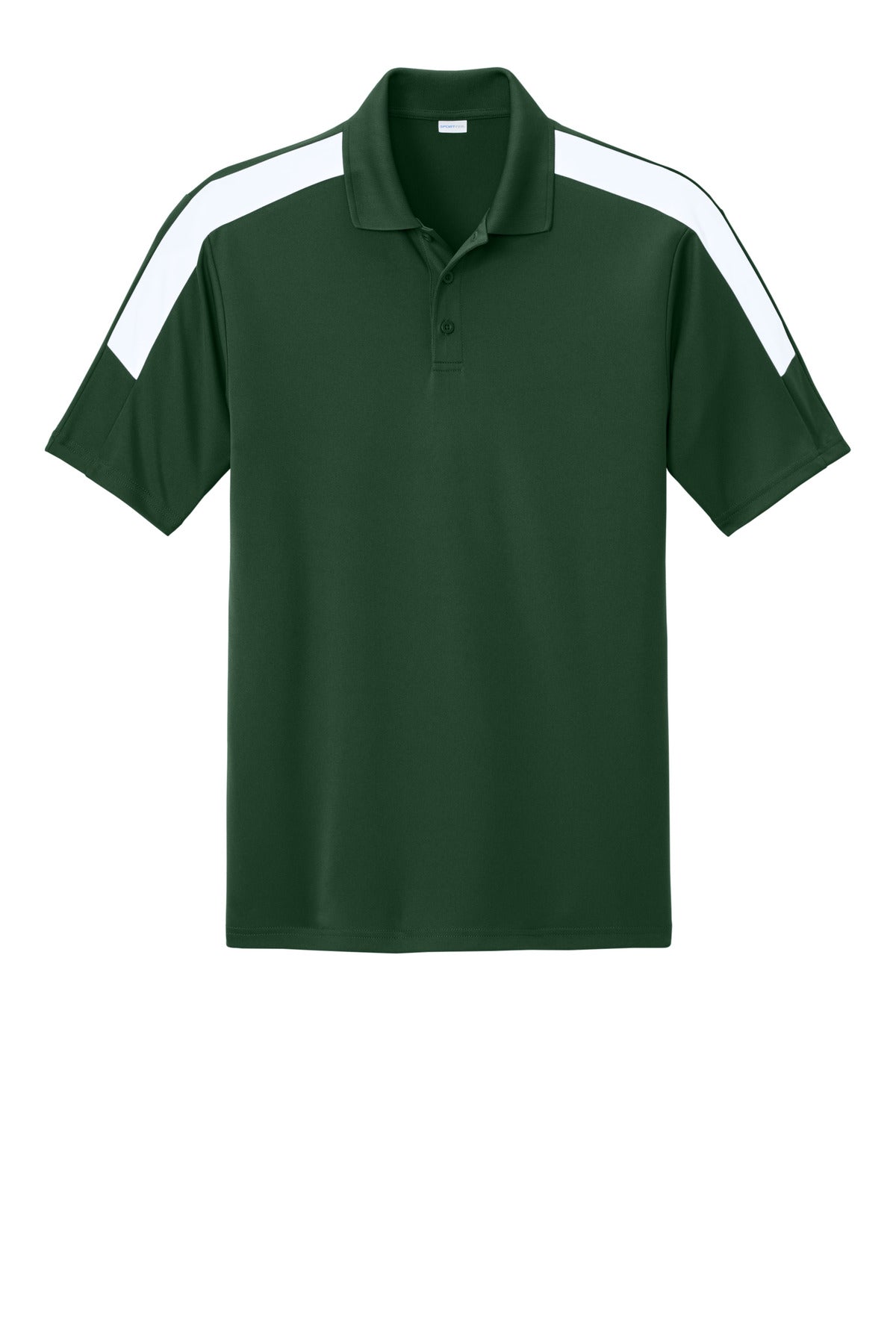 Front View of FrGn/White Sport-Tek Competitor United Polo ST104